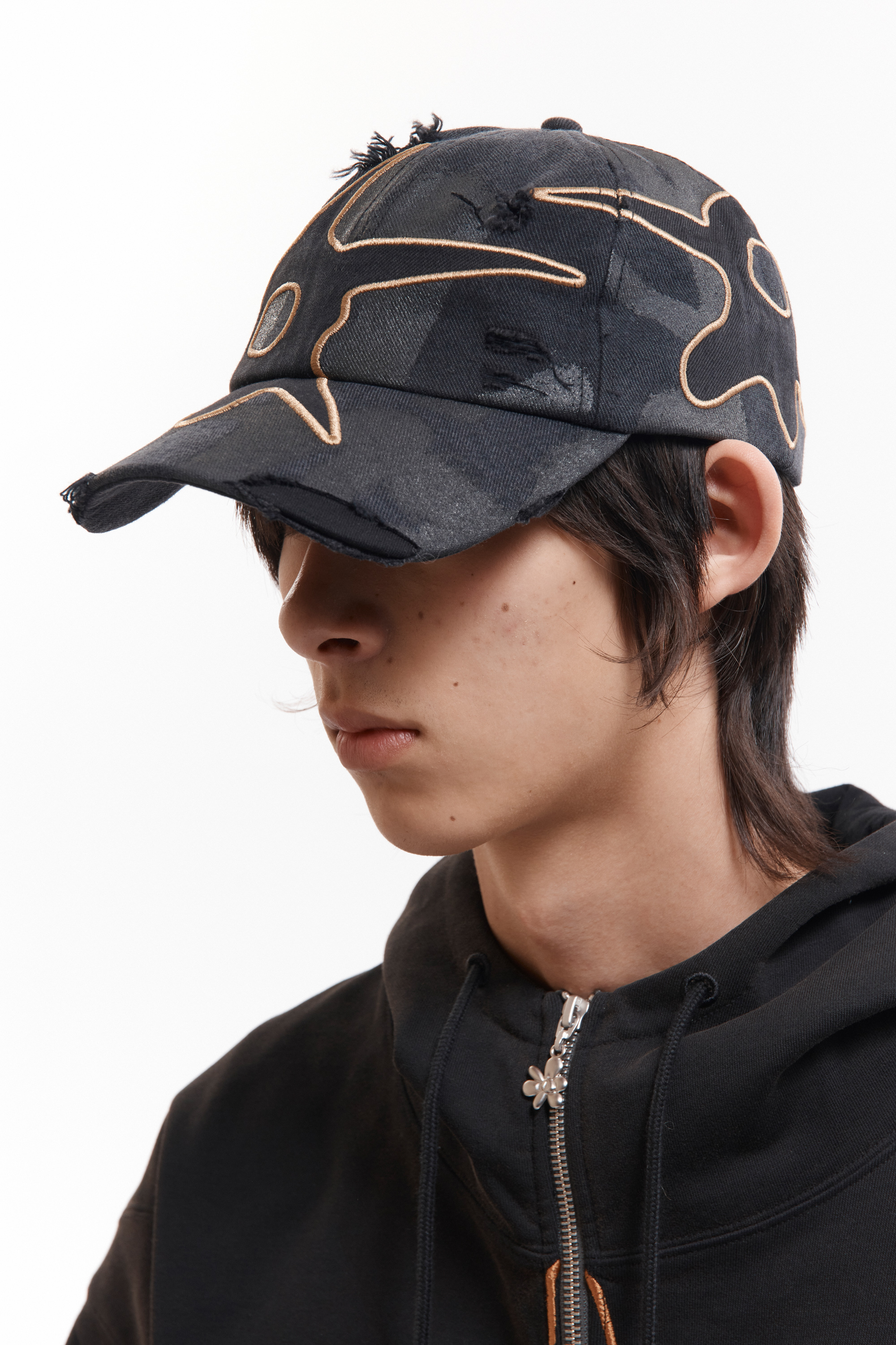 P.A.M.(Perks And Mini)/パム(パークスアンドミニ)/DISTRESSED URCHIN TAG BASEBALL CAP キャップ　帽子 BLACK WASH FREE