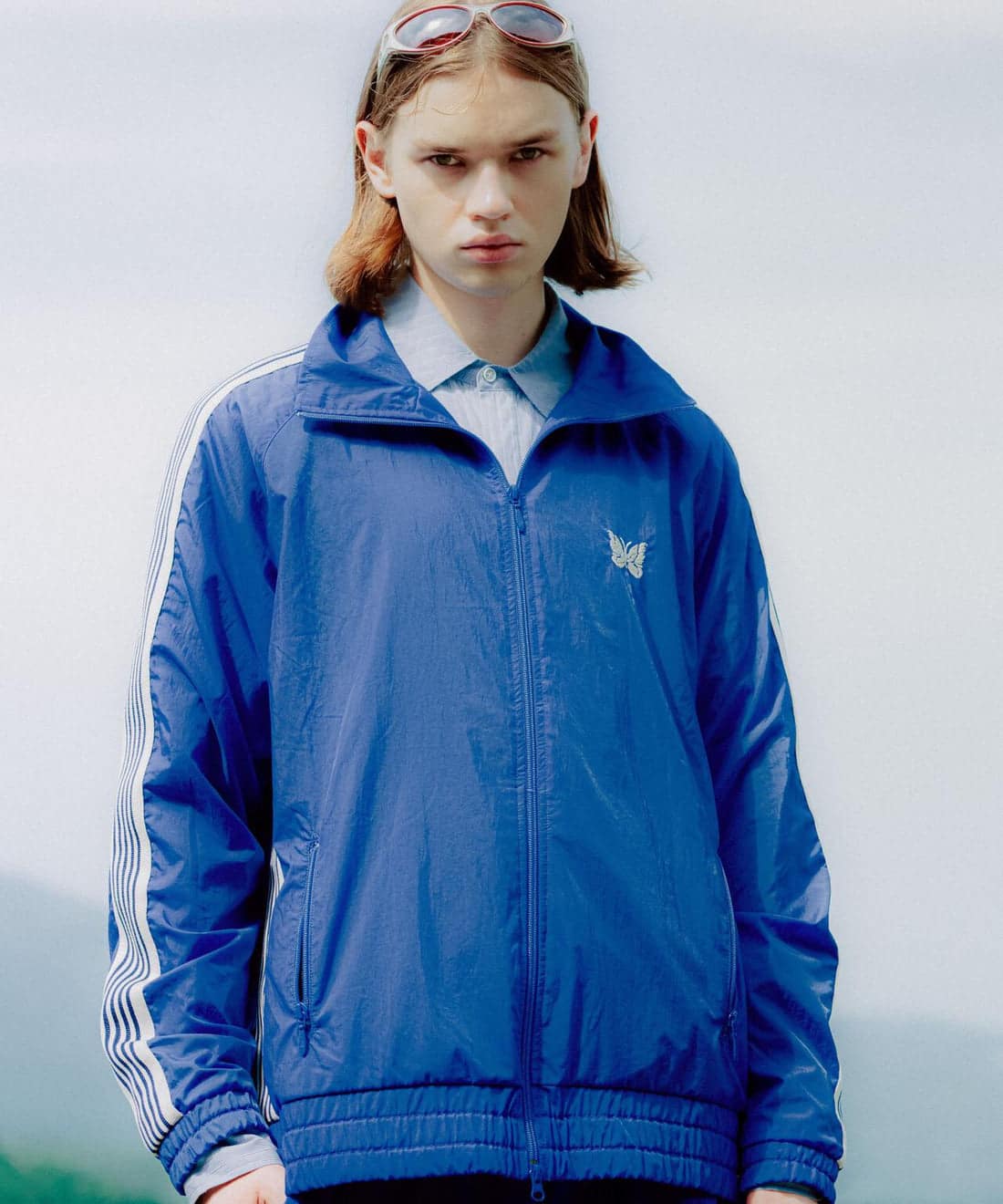 Needles トラックジャケット ブルー Mサイズ Needles×BEAVER/ニードルズ×ビーバー 別注Track Jacket - NYLON -BLUE