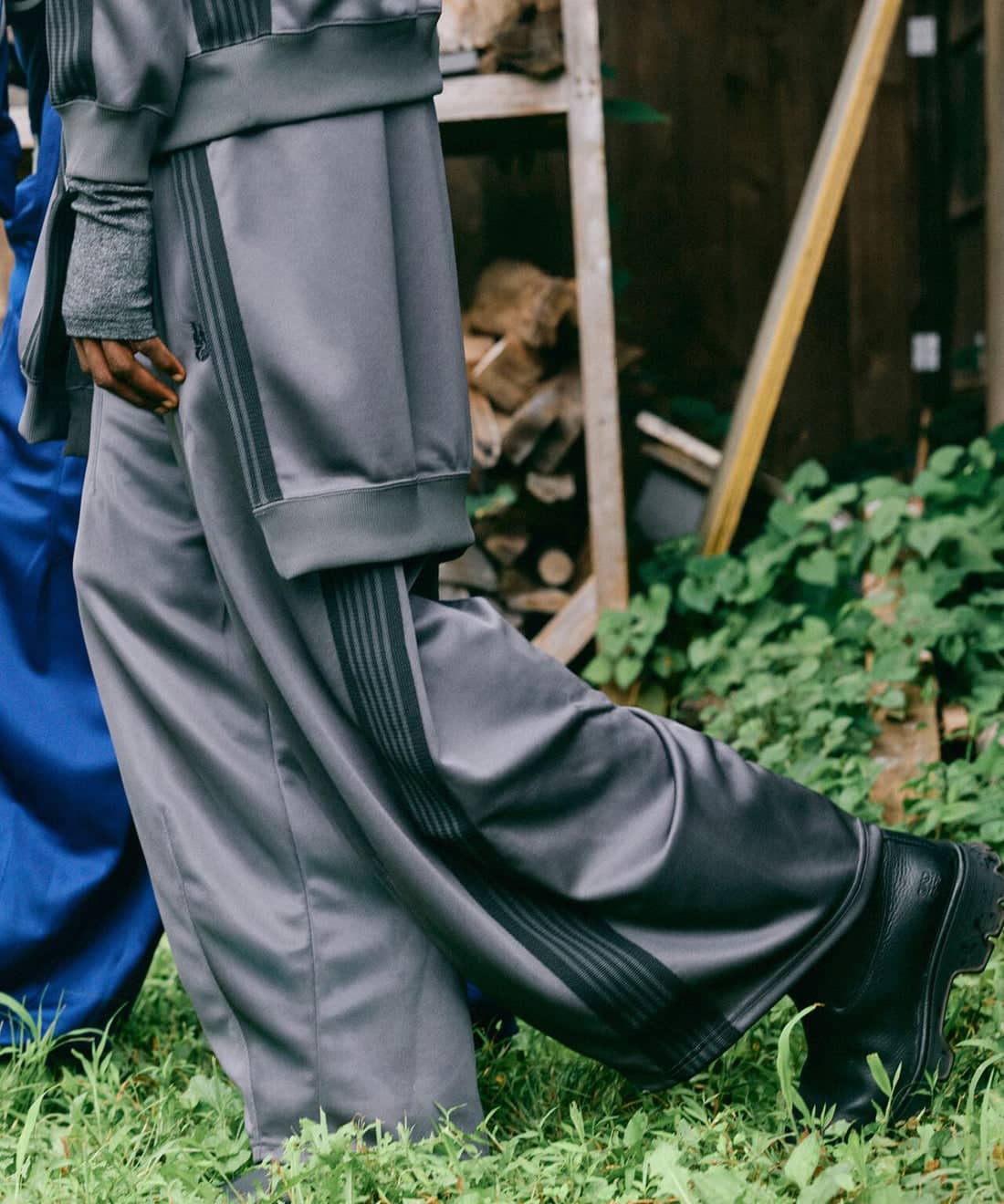 NEEDLES×BEAVER/ニードルズ×ビーバー/別注H.D. TRACK PANT - POLY SMOOTH -CHARCOAL- ヒザデルトラックパンツ CHARCOAL XS