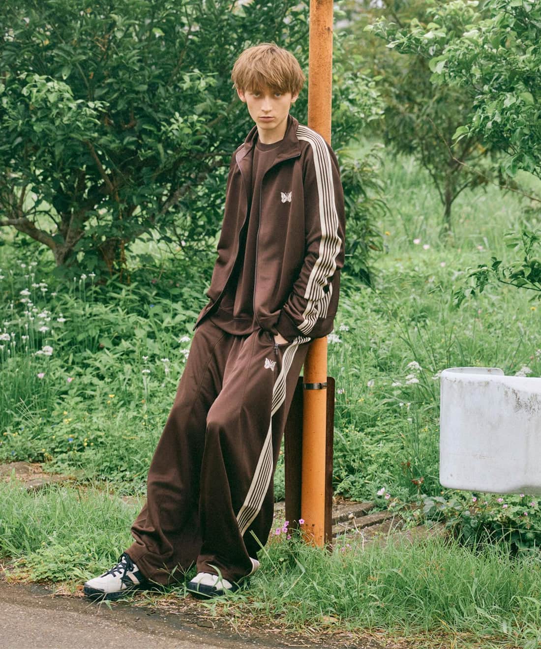 NEEDLES×BEAVER/ニードルズ×ビーバー/別注H.D. TRACK PANT - POLY SMOOTH -BROWN- ヒザデルトラックパンツ BROWN XS