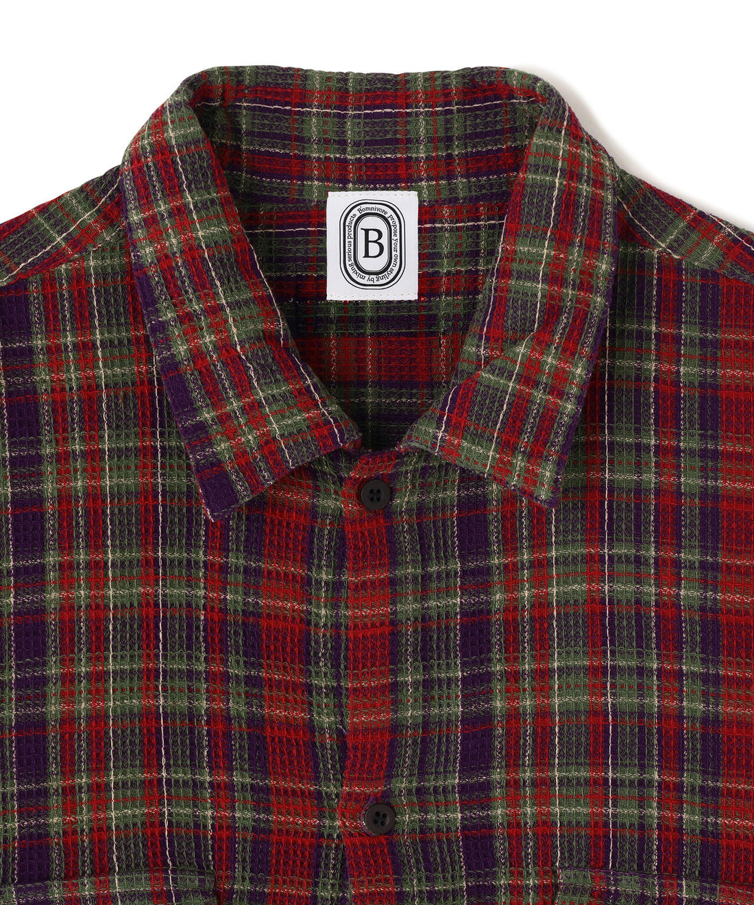 B omnivore/ビーオムニボー/PLAID PATTERN SHIRT パープル M