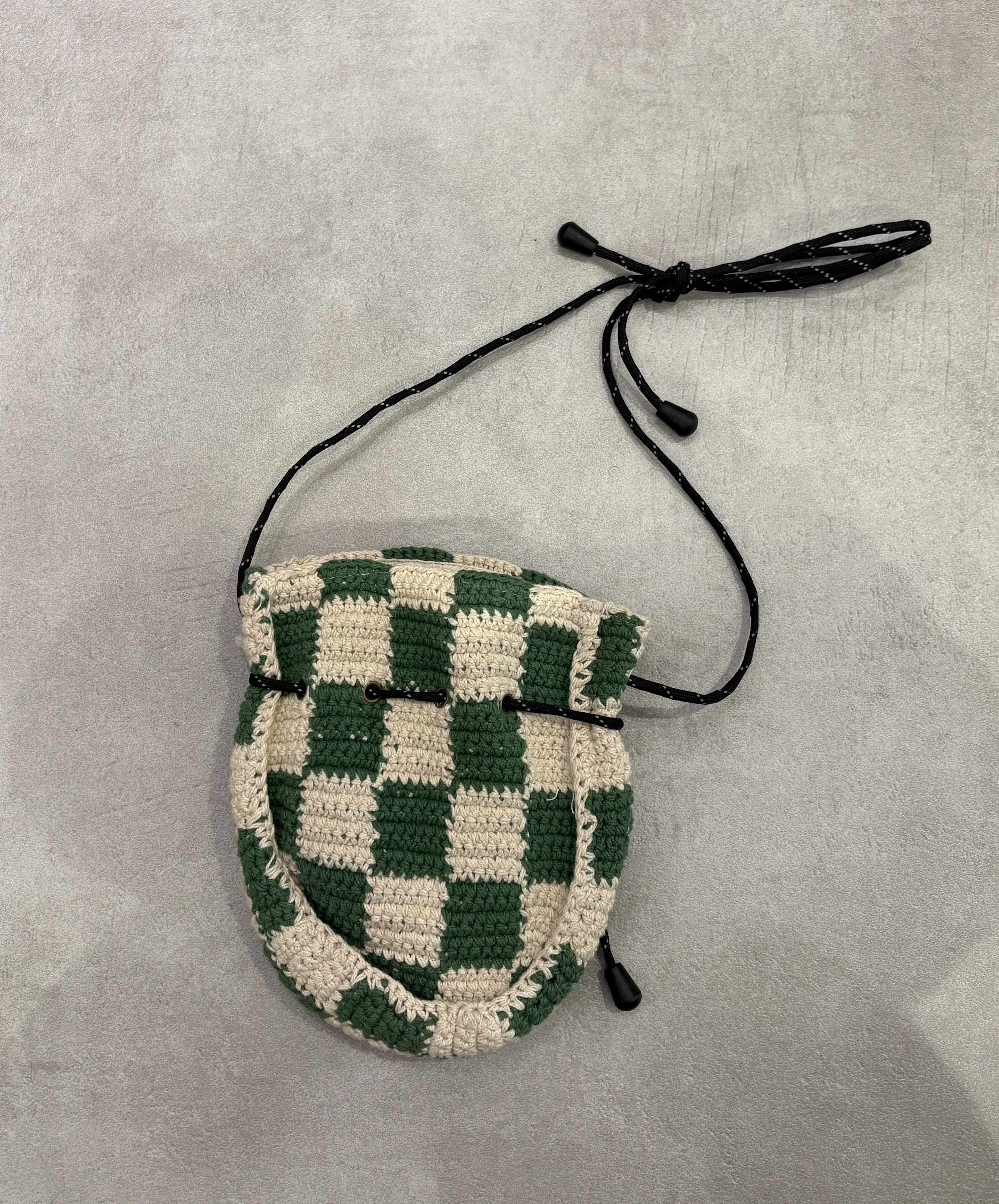 MacMahon Knitting Mills /マクマホンニッティングミルズ/Pochette - Checker GREEN FREE