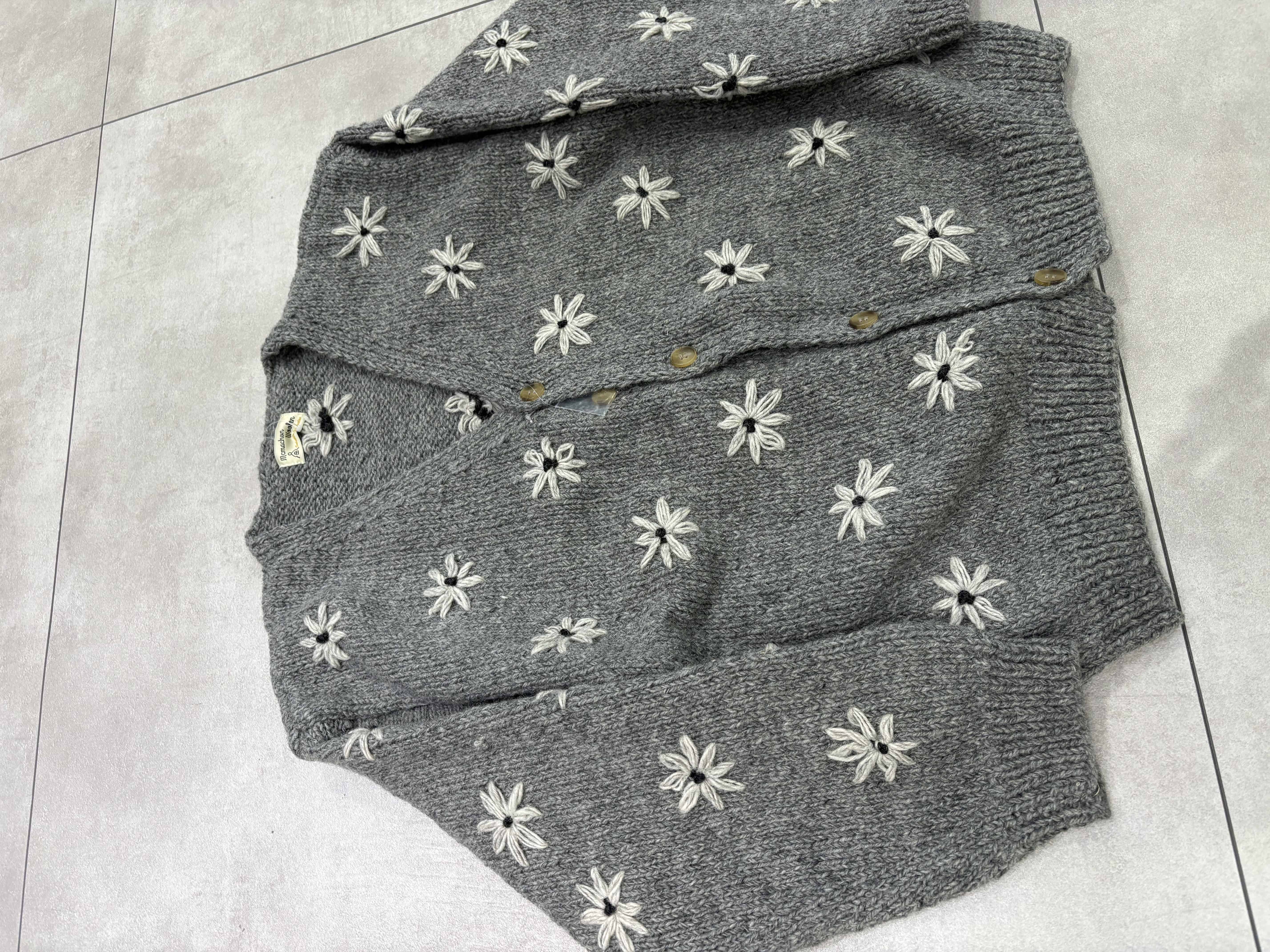 MacMahon Knitting Mills /マクマホンニッティングミルズ/Button Cardigan - Embroider GRAY FREE
