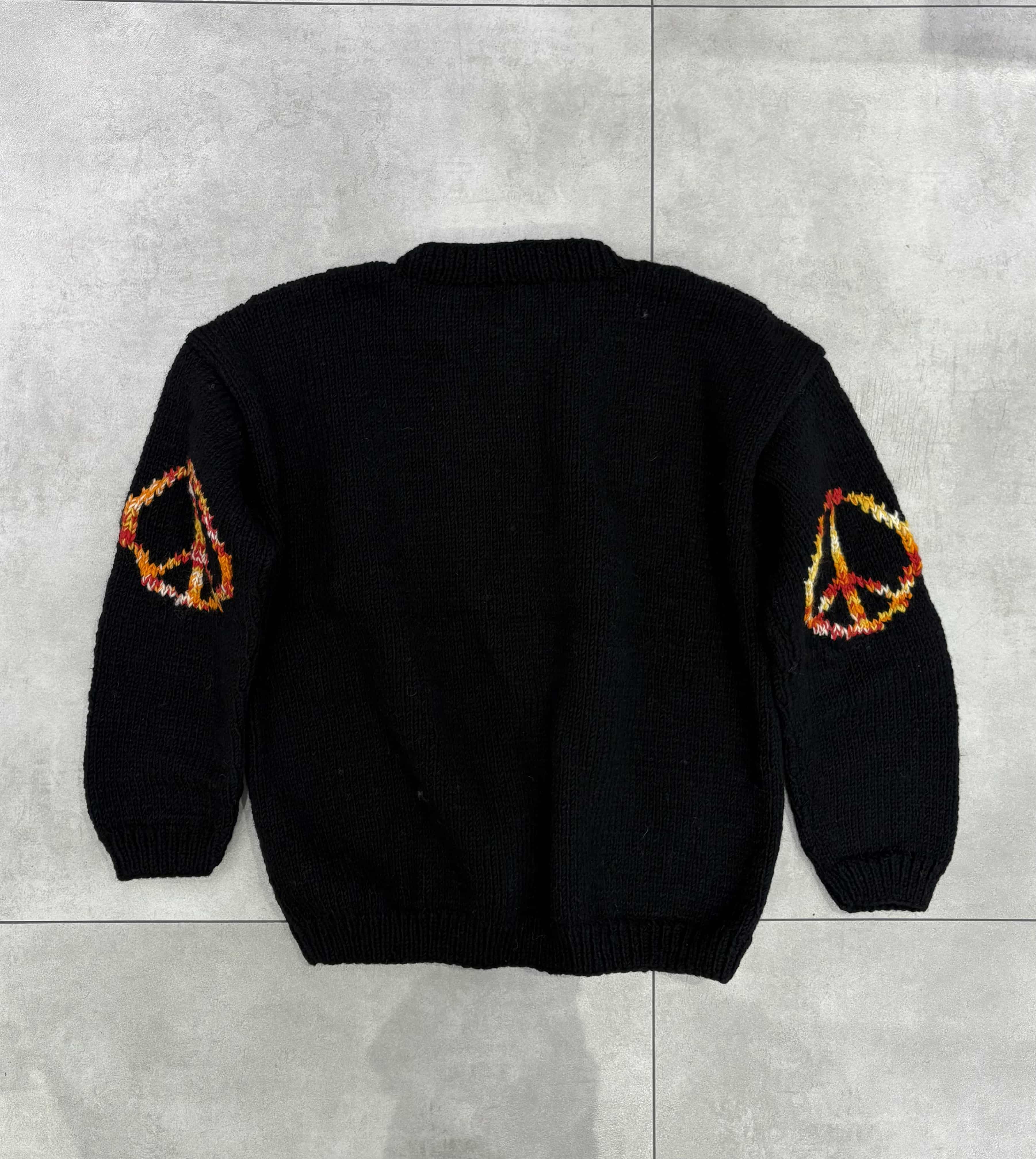 MacMahon Knitting Mills /マクマホンニッティングミルズ/Crew Neck Knit - Peace BLACK FREE