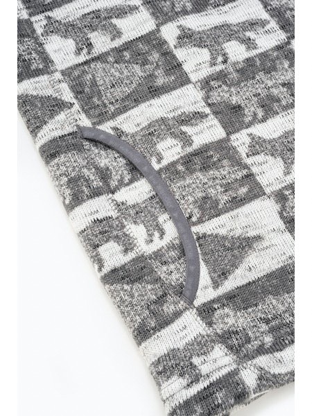 [MAISON KITSUNE×and wander/メゾンキツネ×アンドワンダー]fox checkers fleece pullover GREY 4