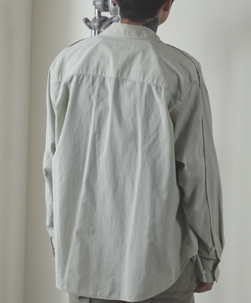 NVRFRGT/ネバーフォーゲット/GARMENT DYED DOBBY STRIPED SHIRT(1 SAGE)｜ ビーバー｜池袋PARCO |  ONLINE PARCO（オンラインパルコ）