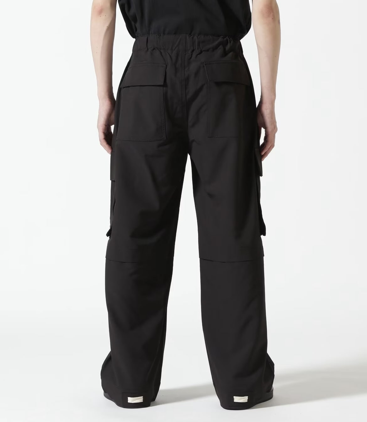 B omnivore/ビーオムニボー  STRETCH POLYESTER CARGO PANTS ストレッチカーゴスラックス BLACK S