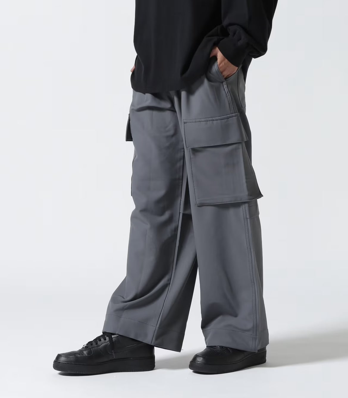 B omnivore/ビーオムニボー  STRETCH POLYESTER CARGO PANTS ストレッチカーゴスラックス GRAY S