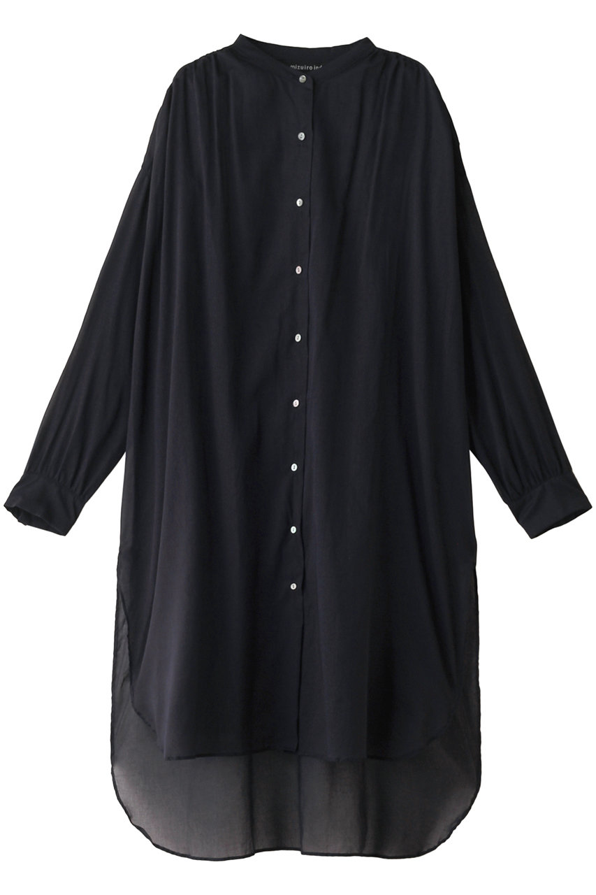mizuiro ind/ミズイロインド　stand collar gather OP Black Free