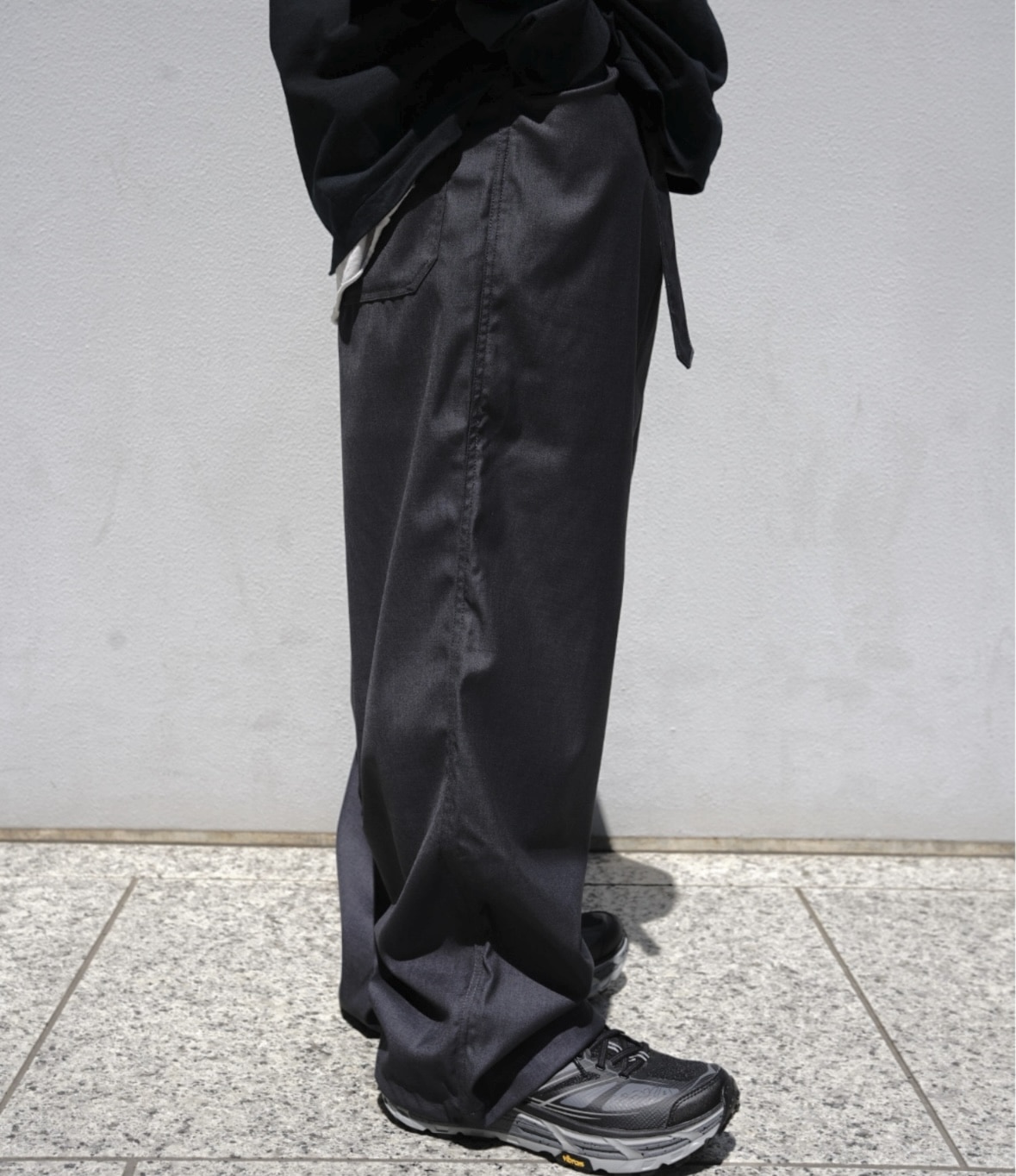 B omnivore/ビーオムニボー/TR BELT LOOSE PANTS ベルトルーズパンツ　スラックス GRAY S