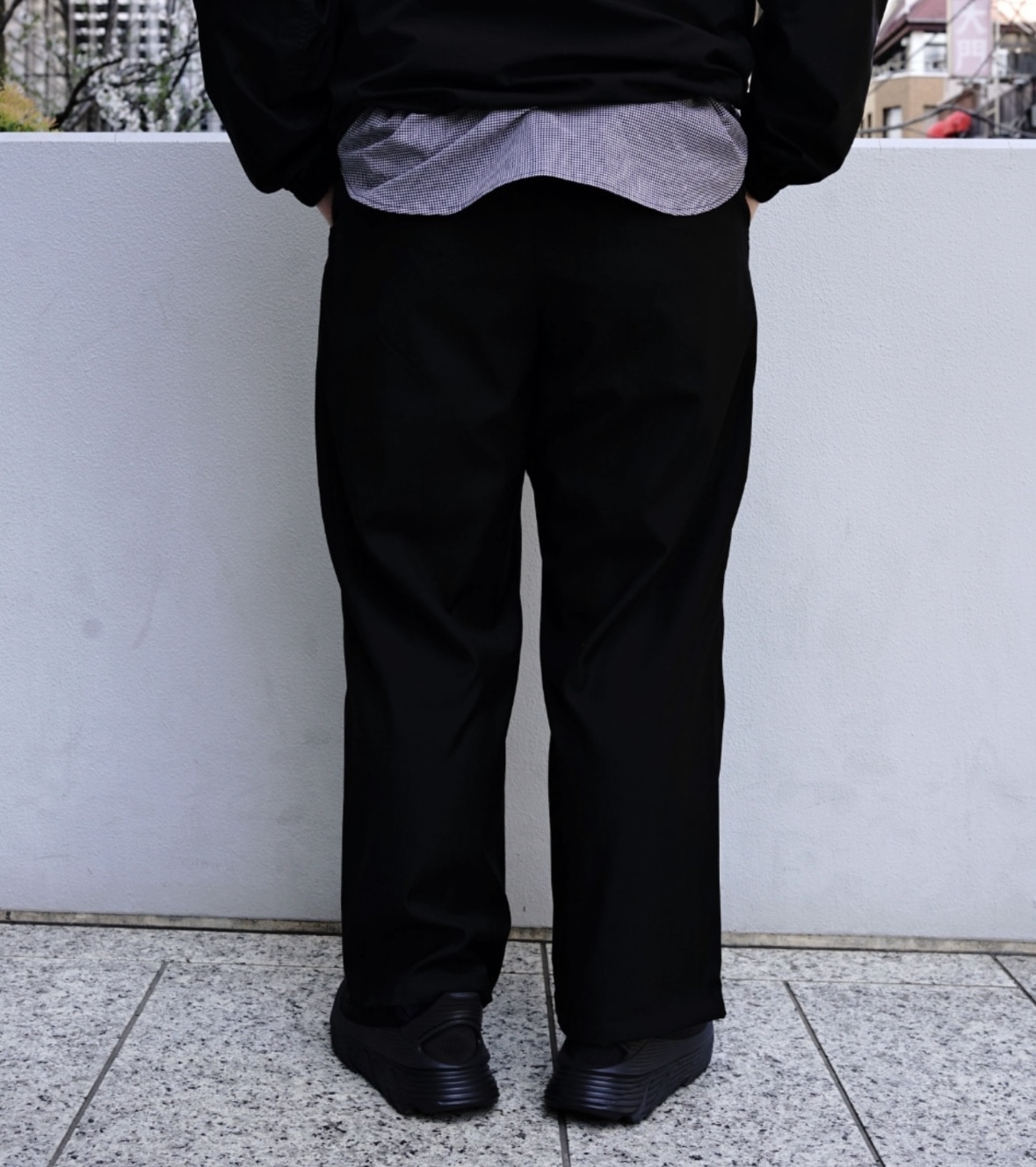 B omnivore/ビーオムニボー/TR 2TACK PANTS　タックパンツ　スラックス BLACK S
