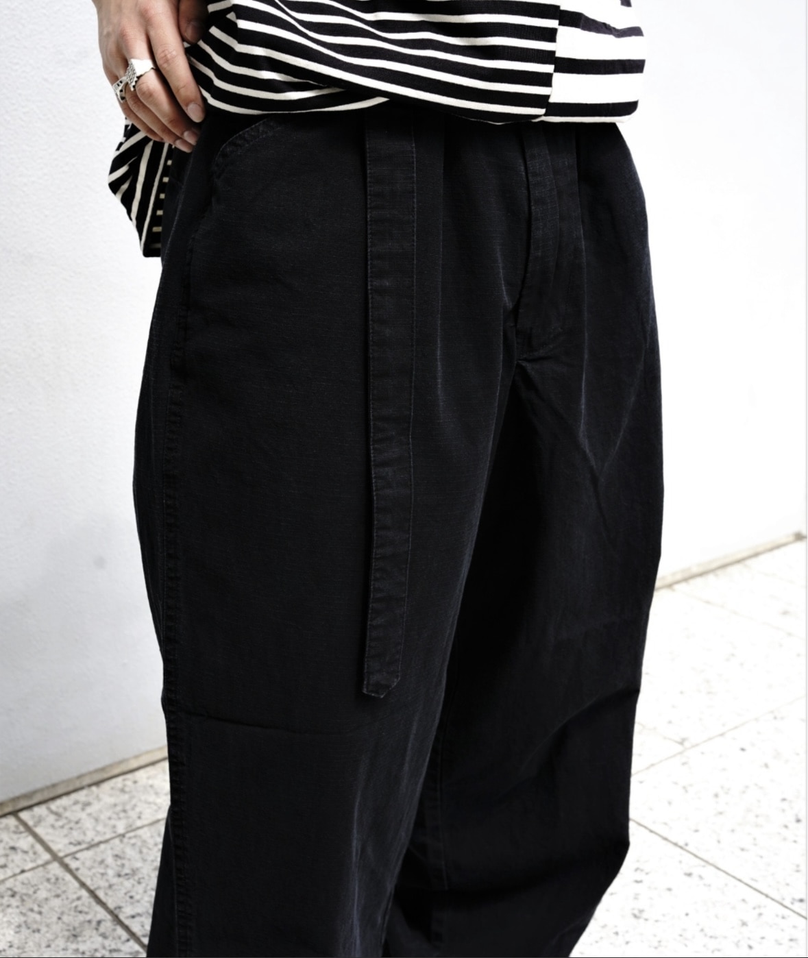 B omnivore/ビーオムニボー/ＲＩＰＳＴＯＰ　ＢＥＬＴ　リップストップベルトパンツ BLACK S