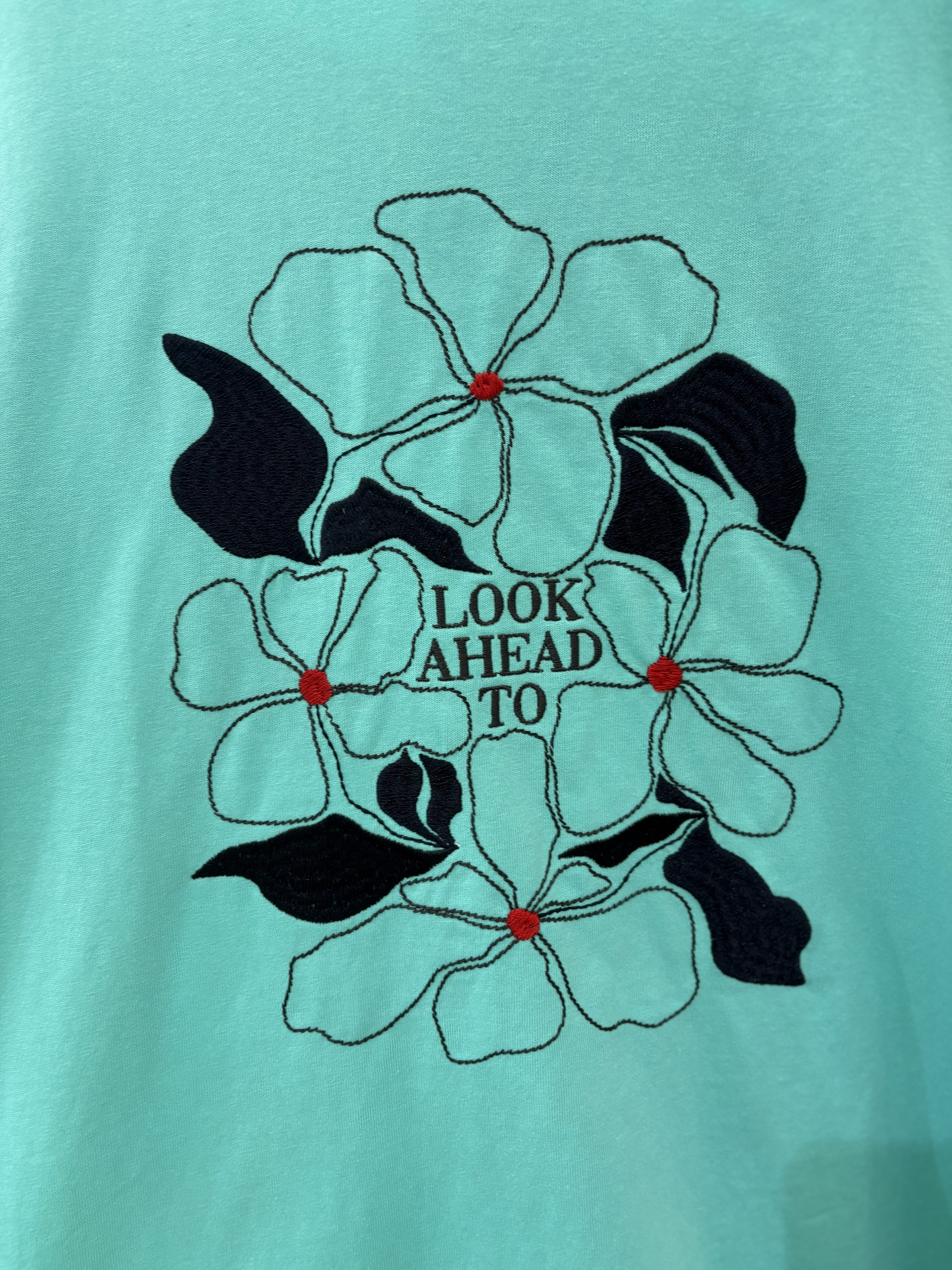 B omnivore/ビーオムニボー/16/10 E天竺 フラワー刺繍 S/S TEE Tシャツ グリーン M