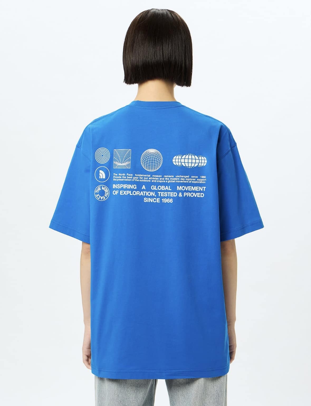 THE NORTH FACE/ザ・ノースフェイス/S/S FD Globe Grid Cotton Teeショートスリーブフラッシュドライグローブグリッドコットンティー ブルー M