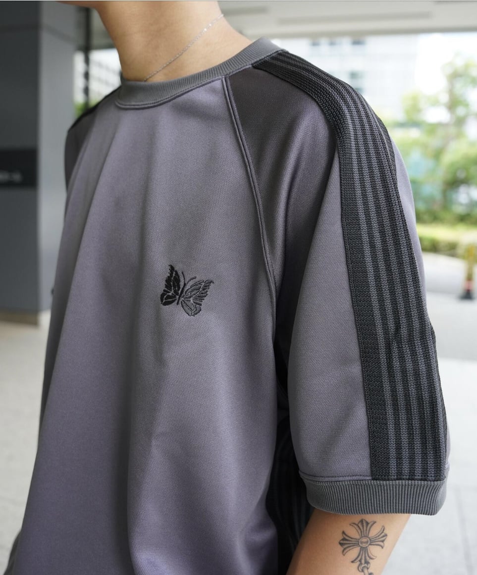 NEEDLES×BEAVER/ニードルズ×ビーバー/別注TRACK S/S CREW NECK SHIRT - POLY SMOOTH. -CHARCOAL- CHARCOAL M