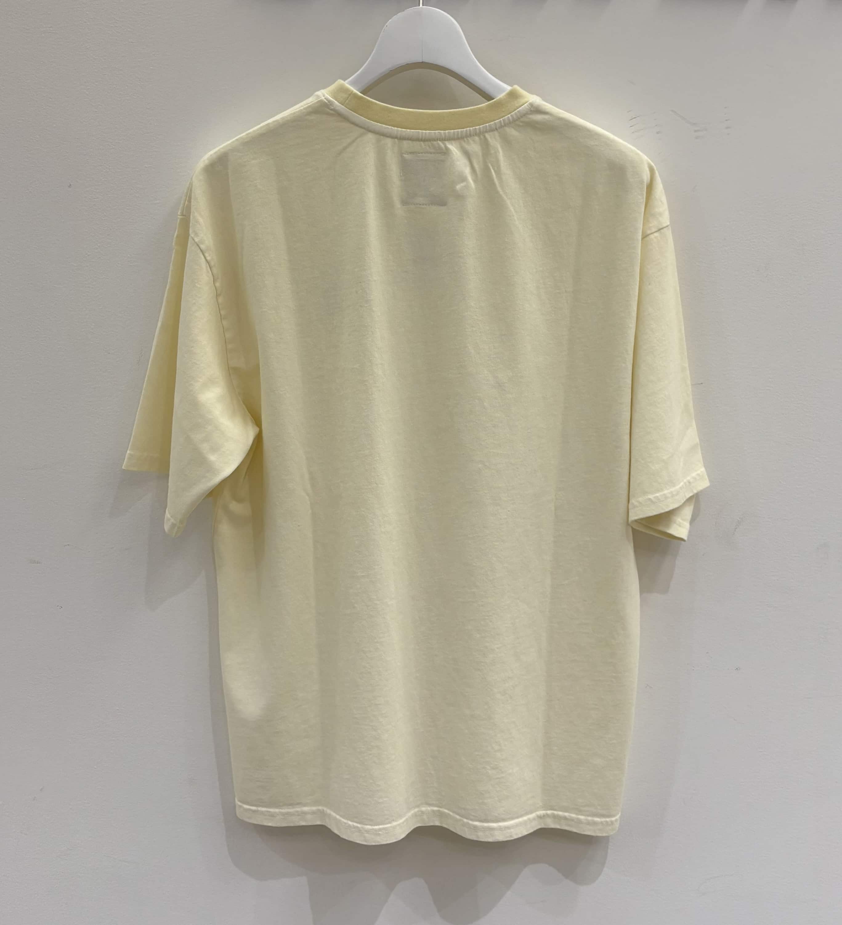 B omnivore/ビーオムニボー/BO 天竺ピグメント ワンポイント フラワー刺繍 SS Tシャツ　刺繍　花 IVORY M