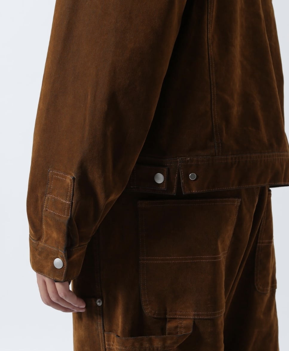 B omnivore/ビーオムニボー/FLOCKY DENIM COVER JACKET フロッキーデニムカバージャケット ブラウン M