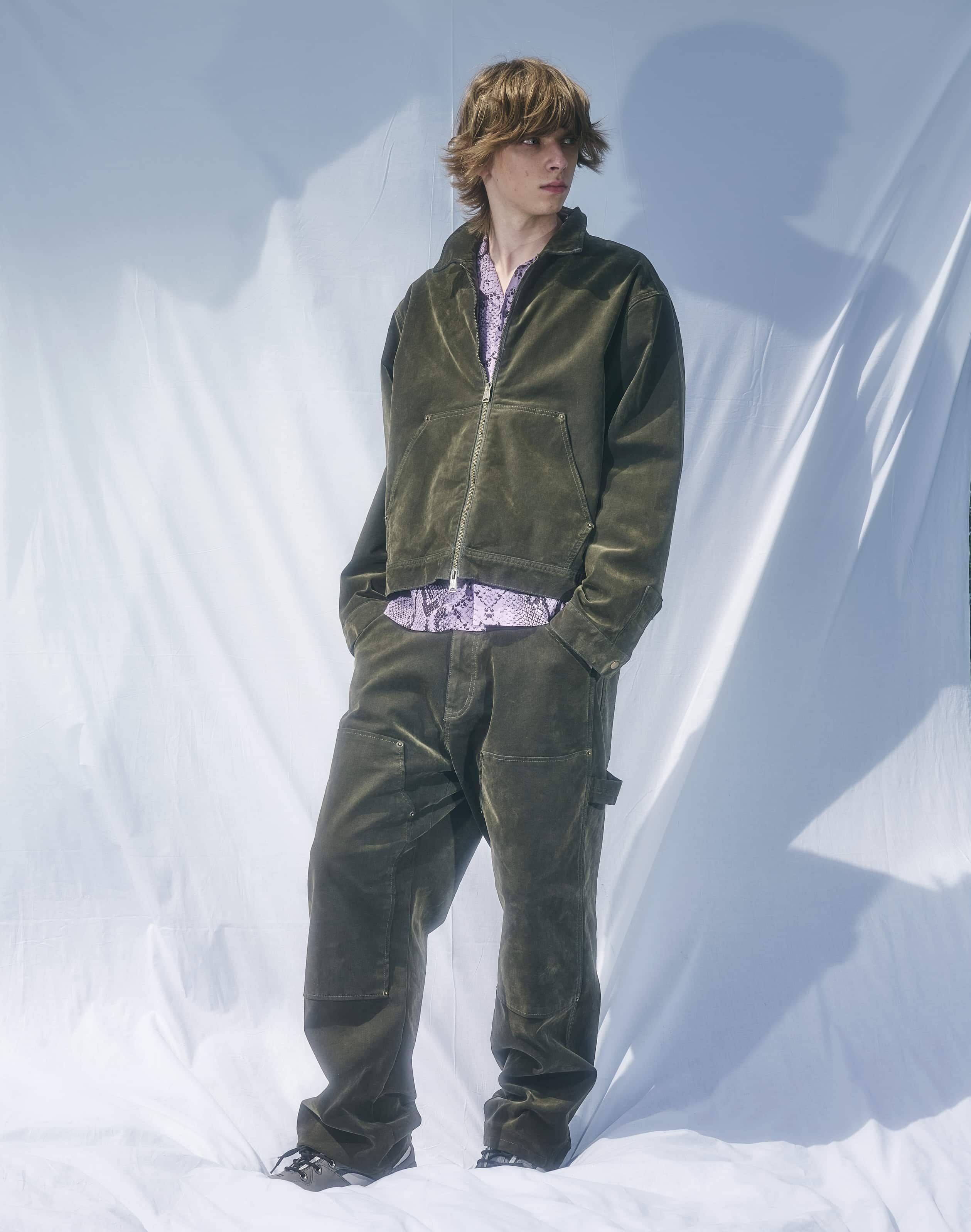 B omnivore/ビーオムニボー/FLOCKY DENIM PANT フロッキーデニムパンツ オリーブ M