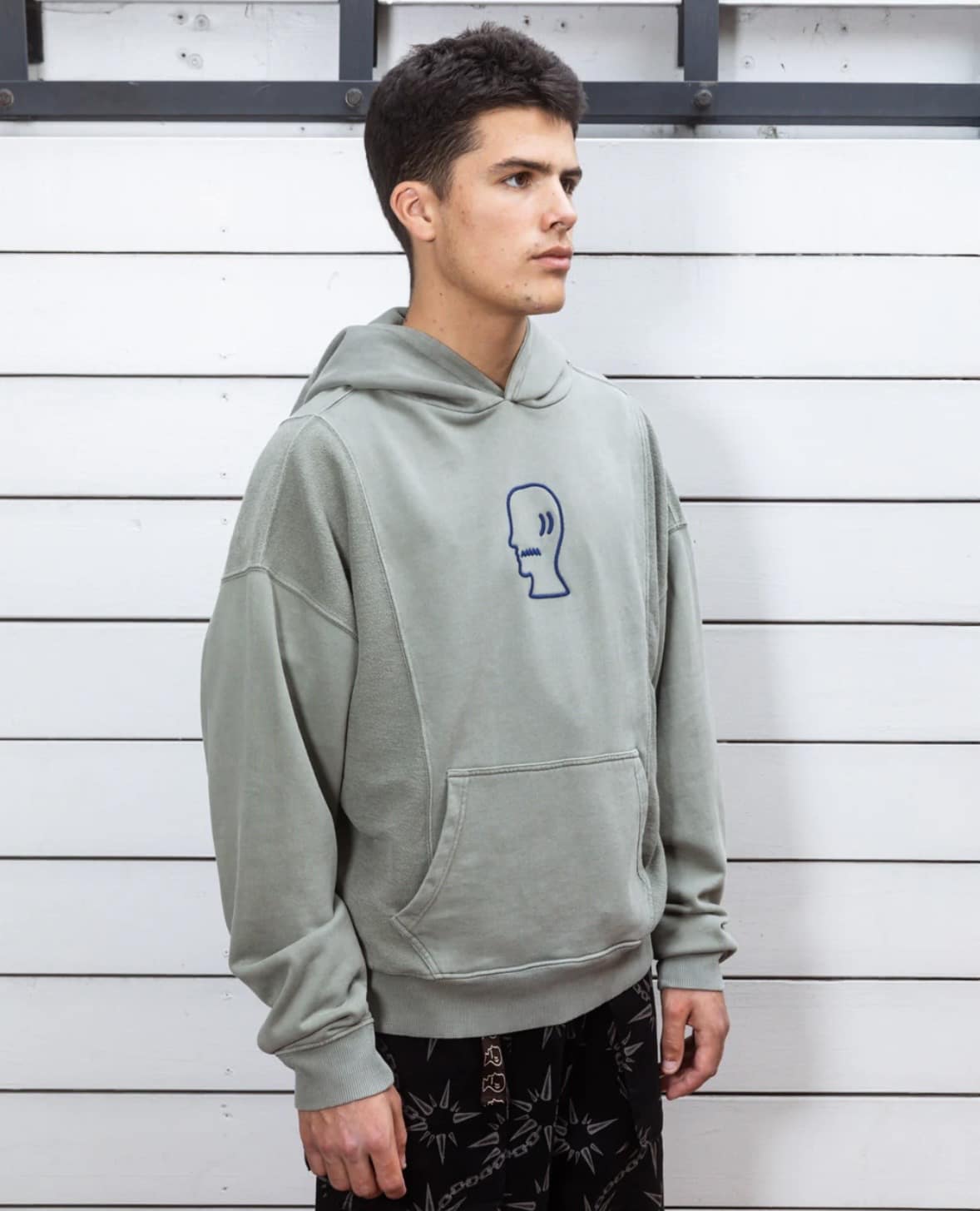 BRAIN DEAD/ブレインデッド/MENDOZA CROPPED HOODIE - CEMENT CEMENT M