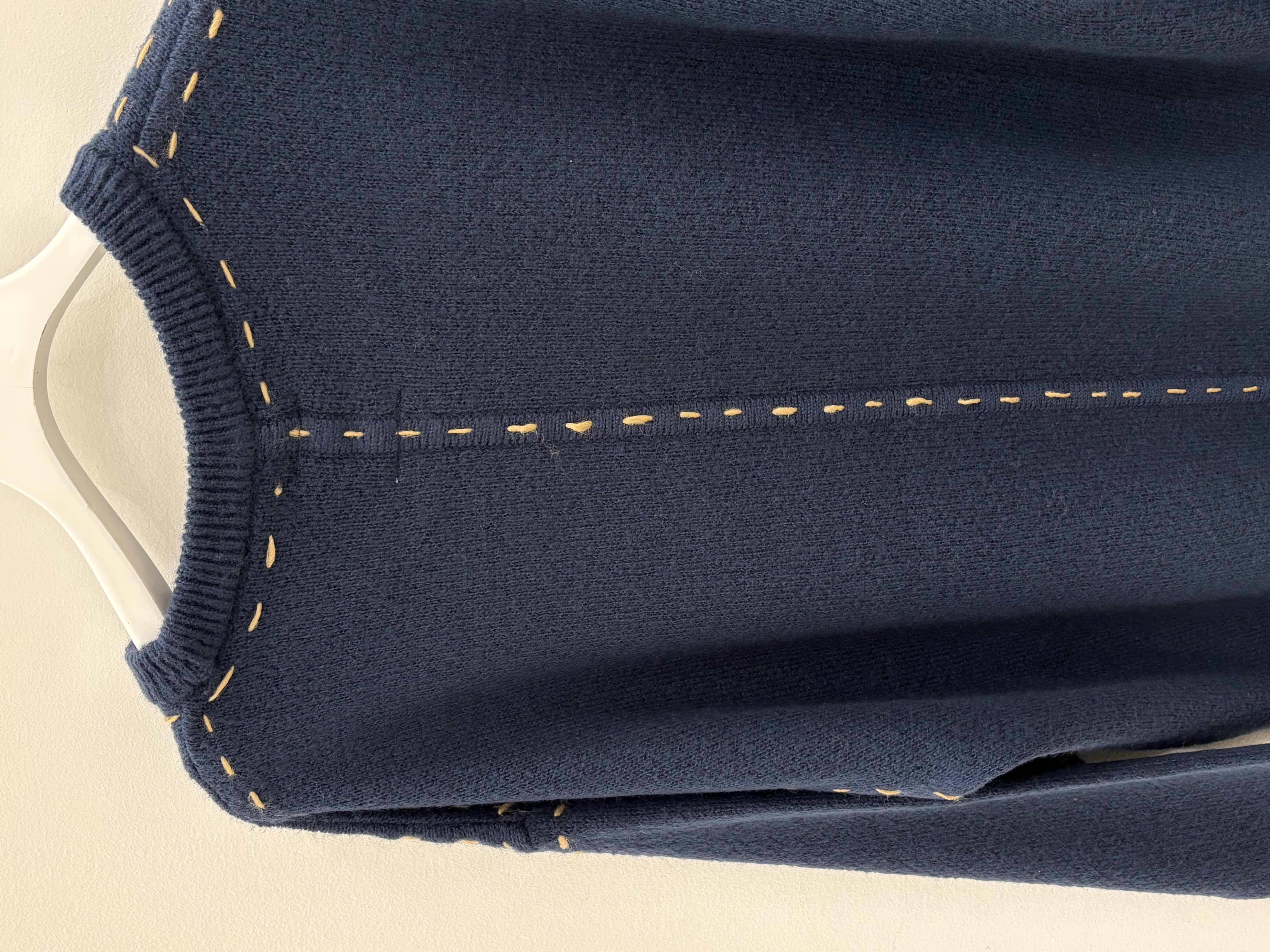 B omnivore/ビーオムニボー/BO アクリル起毛KNIT HAND CREW ニット　ステッチ ネイビー M