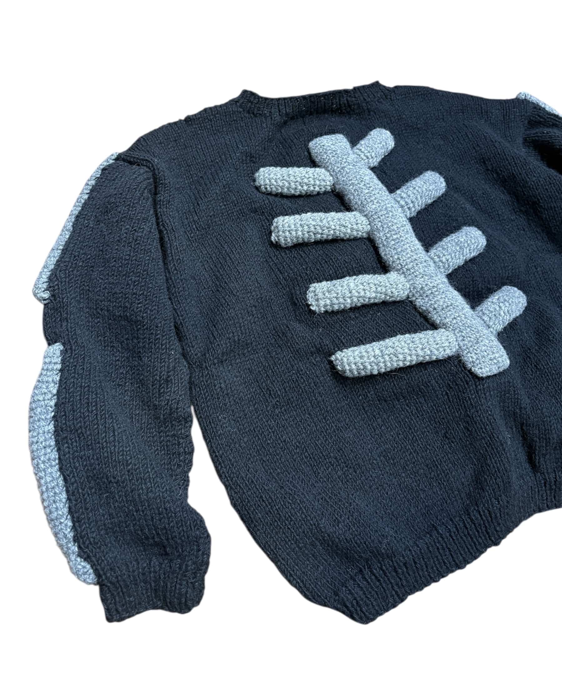 MacMahon Knitting Mills /マクマホンニッティングミルズ/Crew Neck Knit-3D Bone BLACK/GRAY FREE