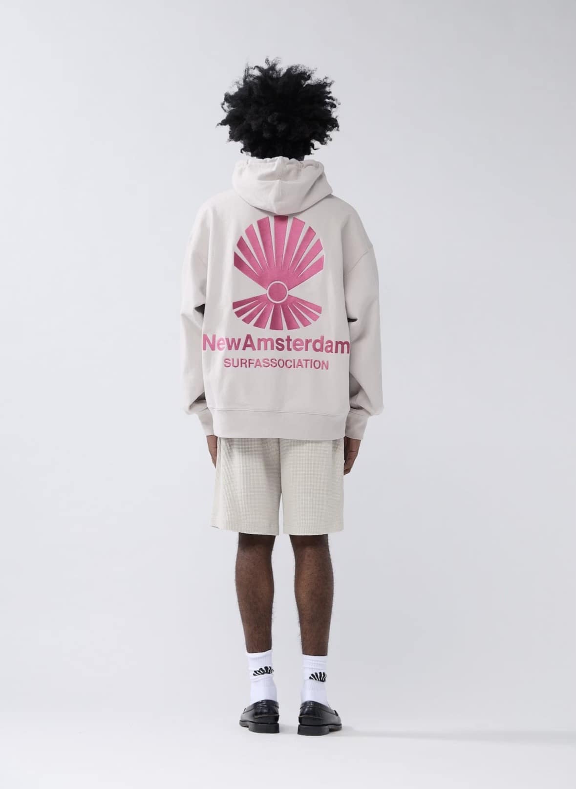 New Amsterdam Surf Association/ニューアムステルダムサーフアソシエーション/LOGO HOODIE ZIP-UP PEBBLE/MAGENTA ジップフーディ　パーカー PEBBLE/MAGENTA M