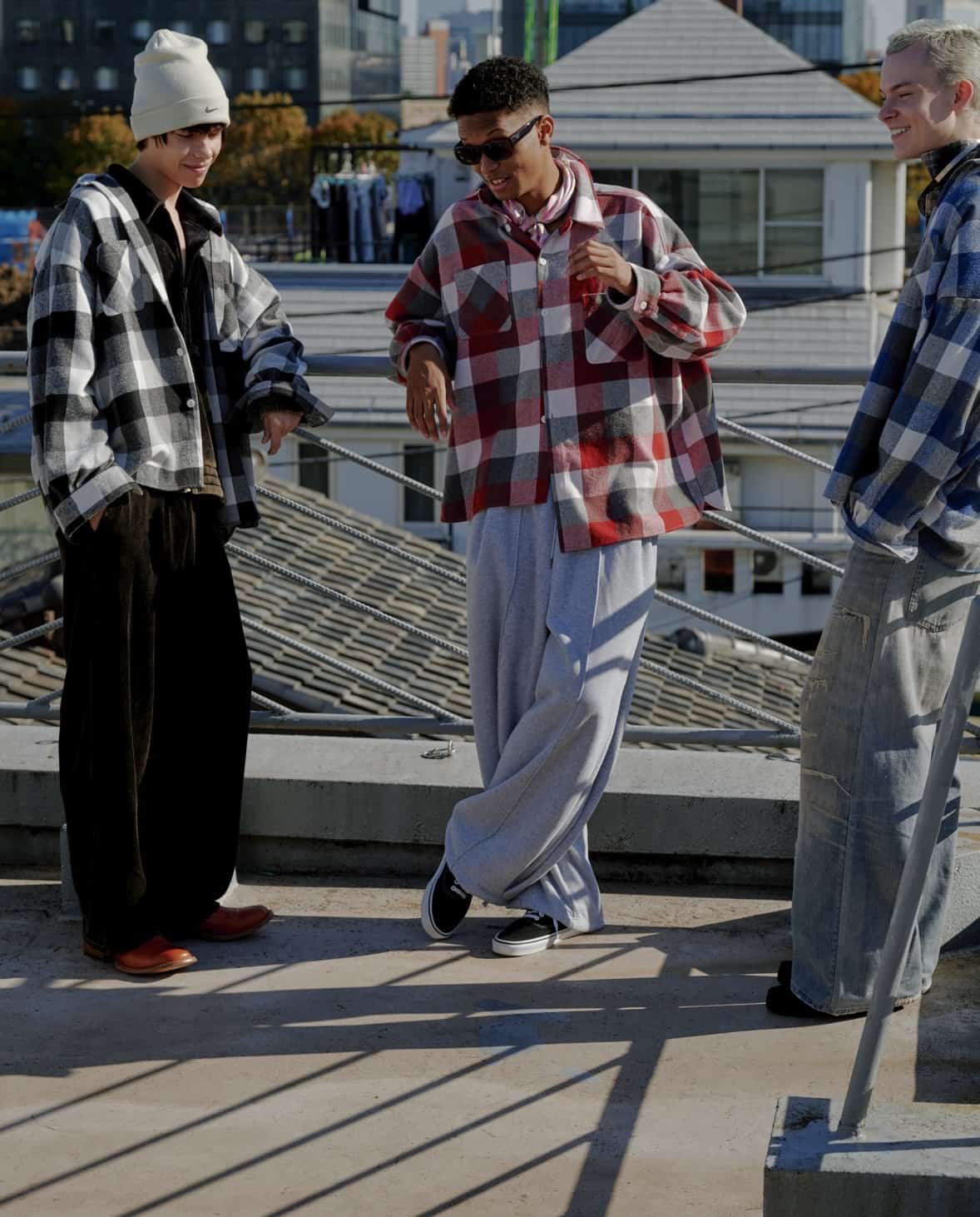 B omnivore/ビーオムニボー/BLOCK CHECK SHIRTS ブロックチェックシャツ BLACK M