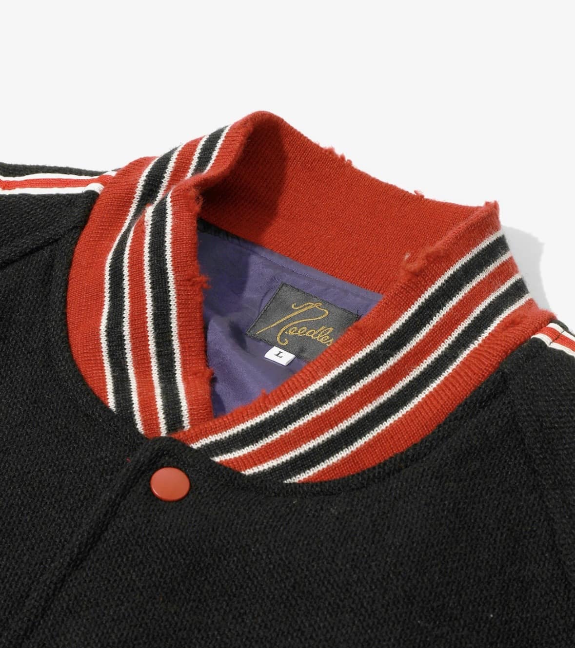 NEEDLES/ニードルズ/DECONSTRUCTED LETTERED JACKET - WOOL MELTON BLACK L