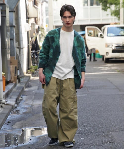 MANASTASH/マナスタッシュ/BLURRY JAQUARD CARDIGAN ニットカーディガン モスグリーン M