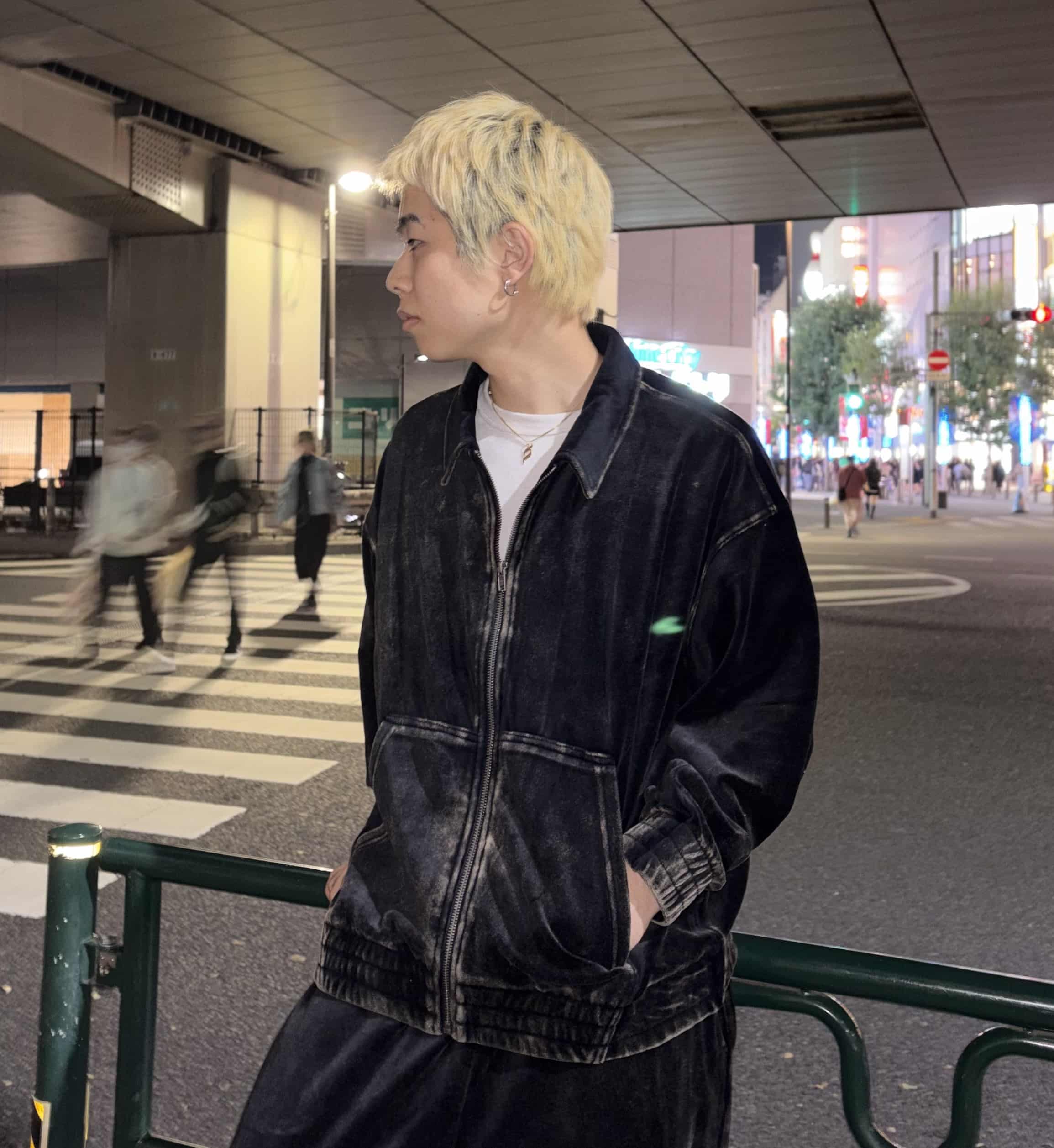 B omnivore/ビーオムニボー/velours jacket ベロアジャケット ブラック M