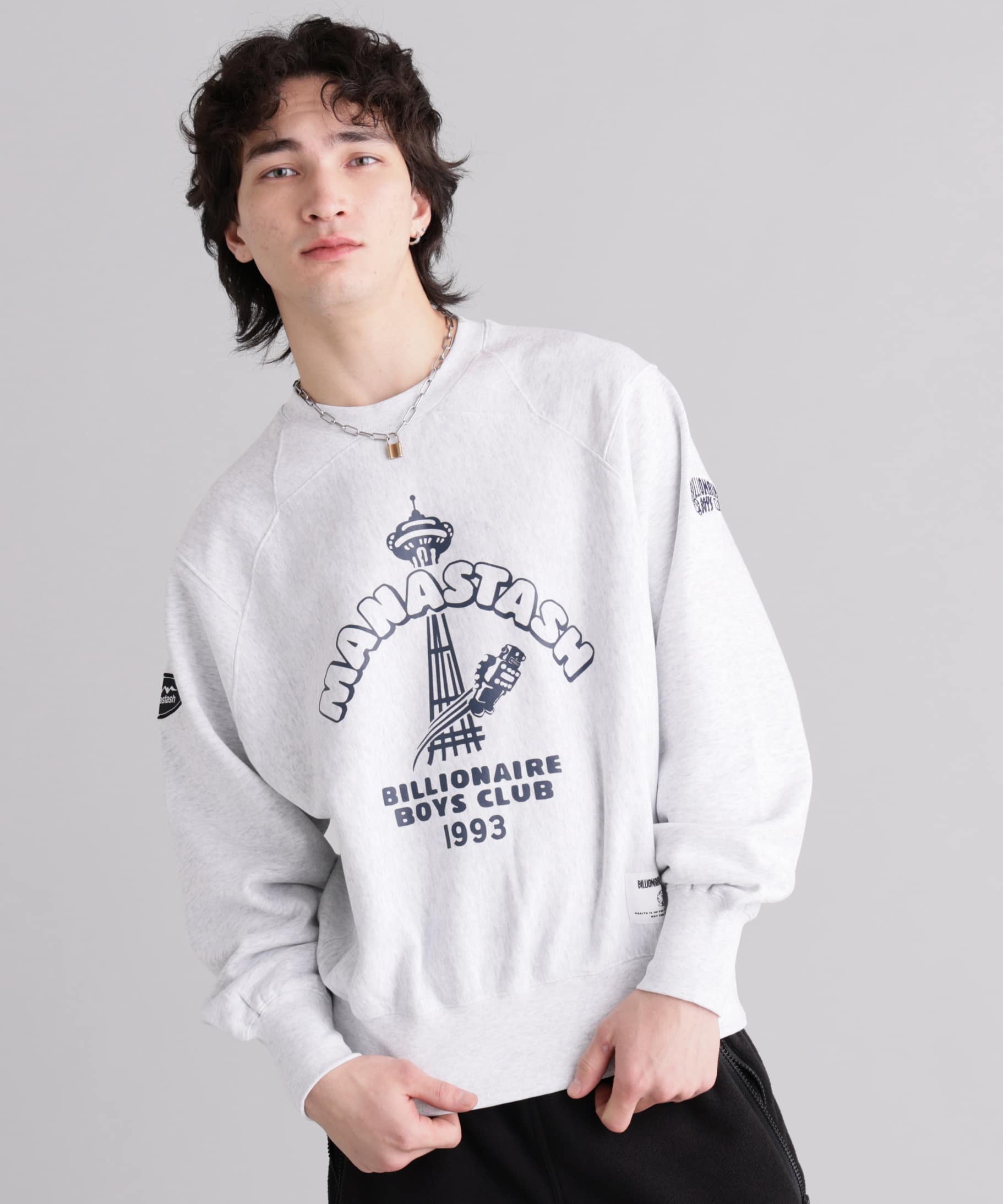 BILLIONAIRE BOYS CLUB×MANASTASH/ビリオネアボーイズクラブ×マナスタッシュ/BBC MANA SWEAT グレー S