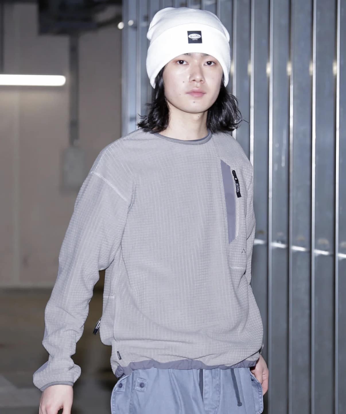 MANASTASH/マナスタッシュ/GRID FLEECE CREW grey S