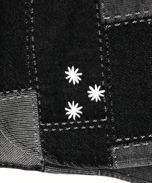B omnivore/ビーオムニボー/PATCHWORK DENIM SHIRT デニムシャツ ブラック M