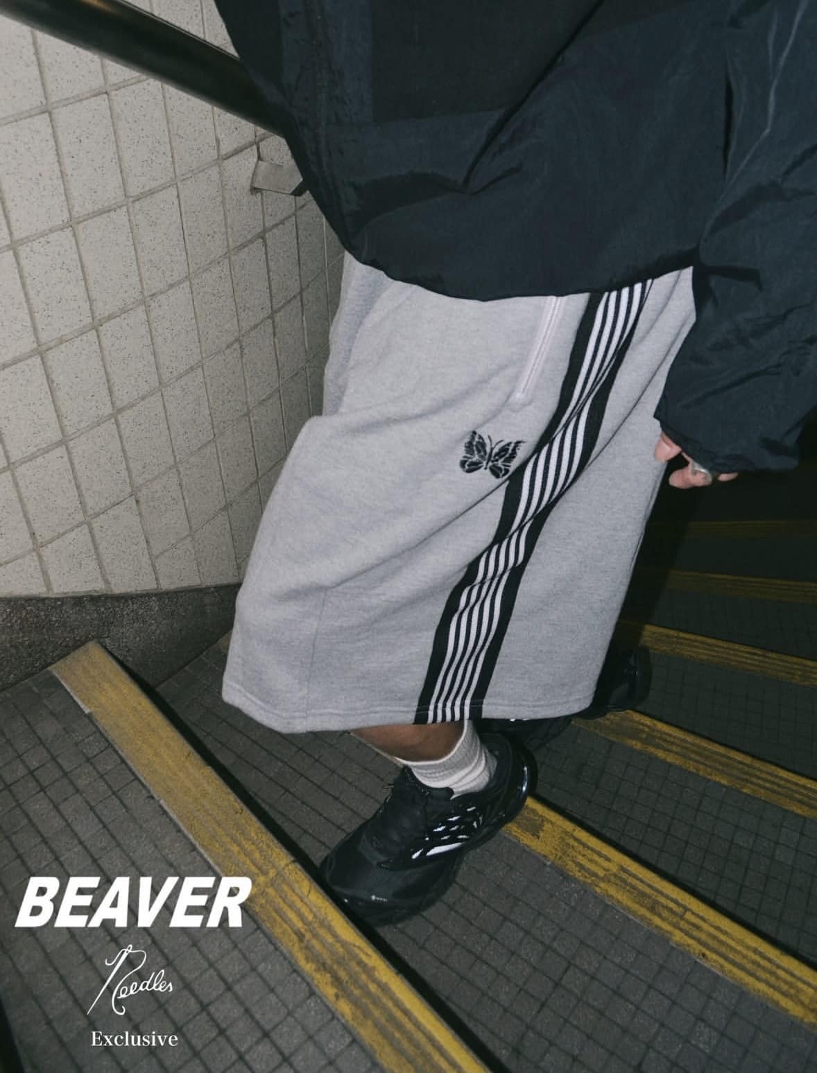 NEEDLES×BEAVER/ニードルズ×ビーバー/別注H.D. Track Short - Cotton Jersey -GRAY- トラックショーツ グレー XS