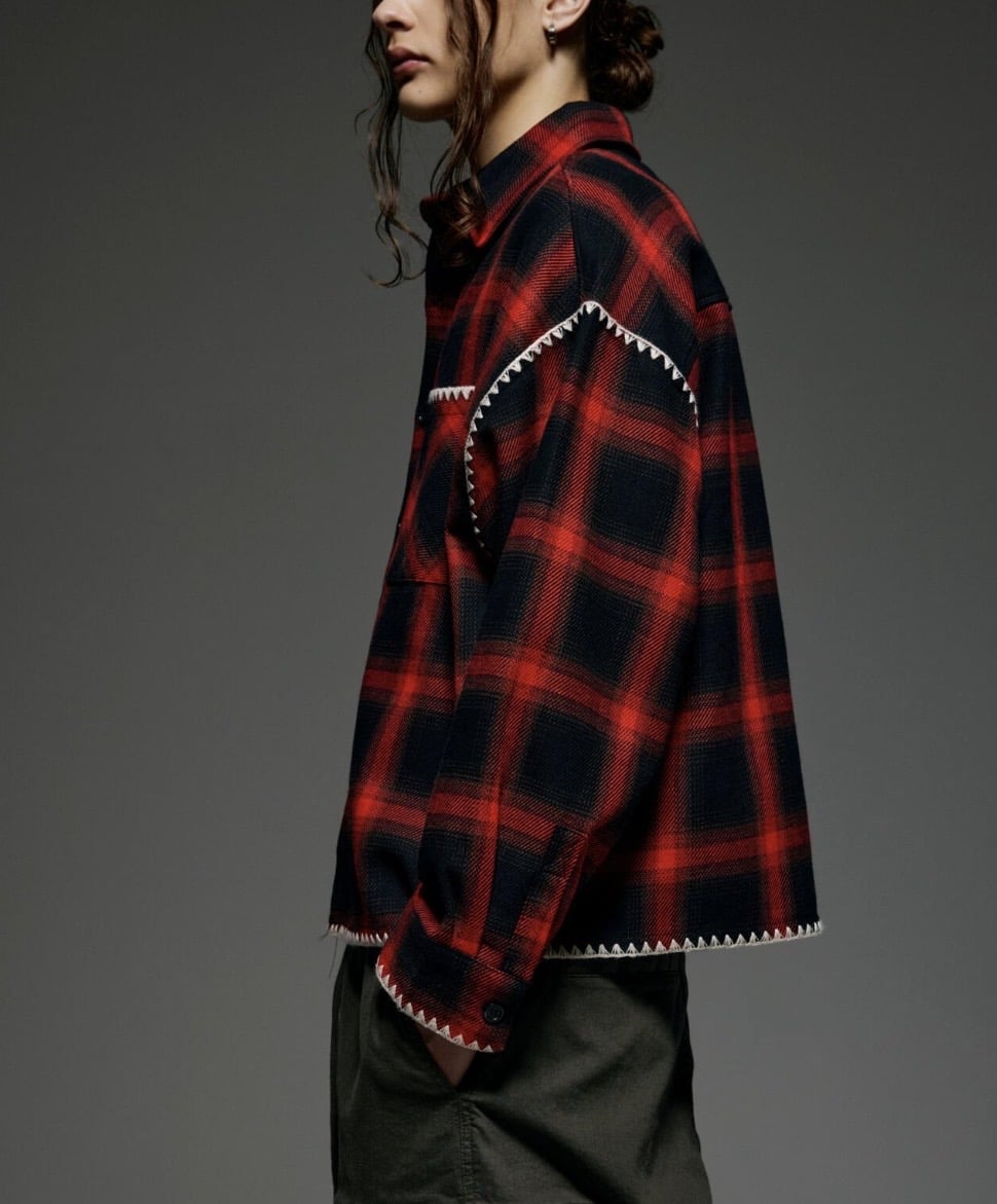 B omnivore/ビーオムニボー/HAND STITCH SHIRT ハンドステッチシャツ レッド M