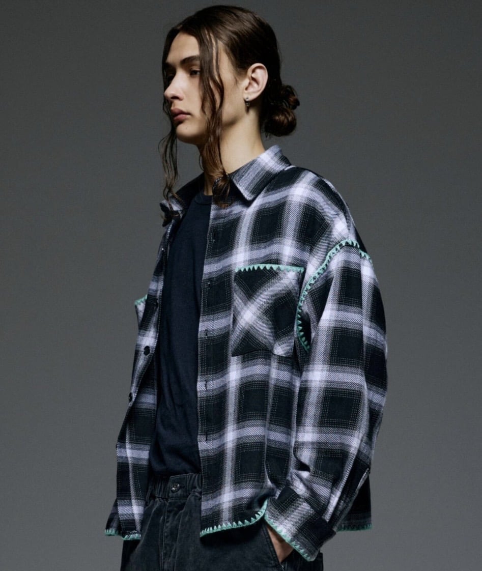 B omnivore/ビーオムニボー/HAND STITCH SHIRT ハンドステッチシャツ ホワイト M