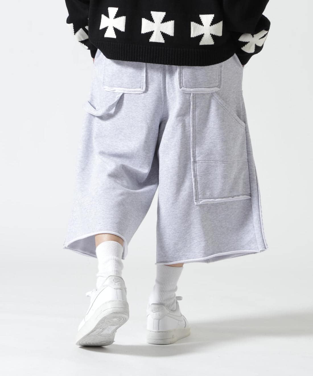 B omnivore/ビーオムニボー/W KNEE SHORTS SWT ダブルニーショーツスウェット GRAY M