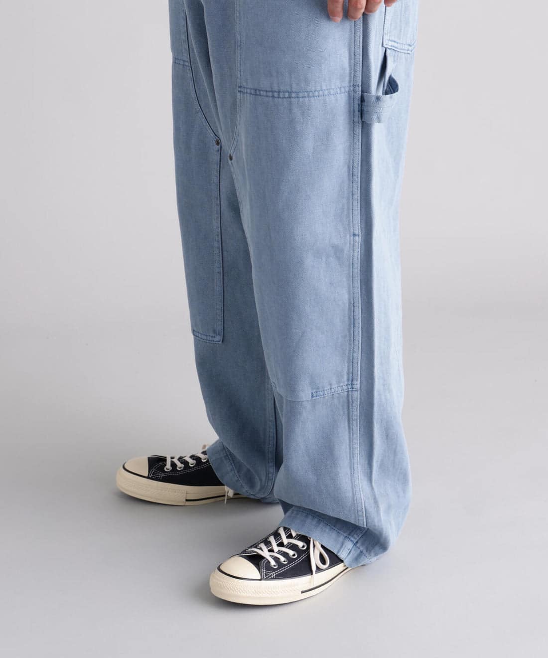 MANASTASH/マナスタッシュ/HEMP WASHED DOUBLE KNEE PANTS ブルーグレー S