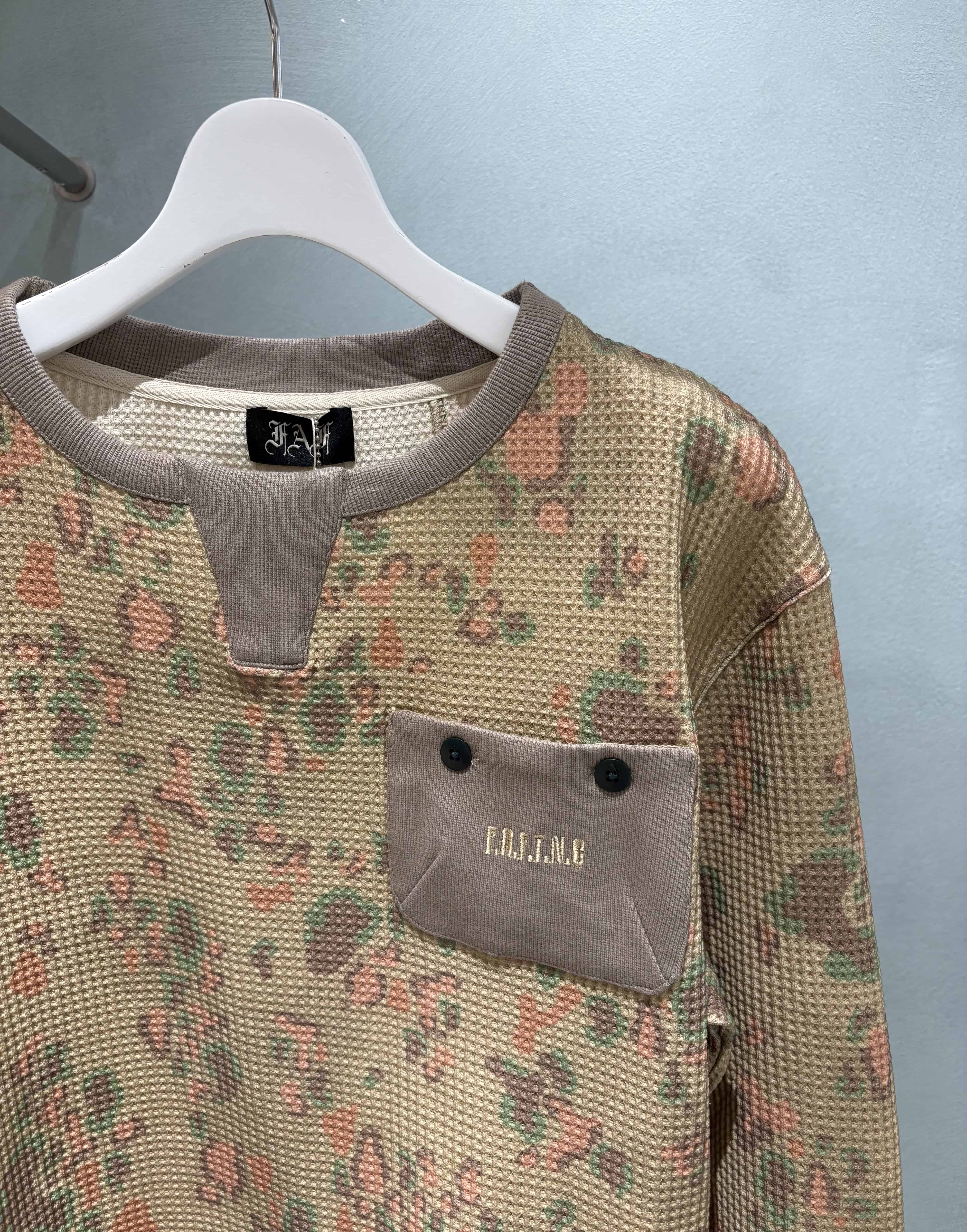 FAF/エフエーエフ(Fake As Flowers/フェイクアスフラワーズ)/Pacis (Thermal Henley neck) サーマルヘンリーネック　26SS Olive Camo 2