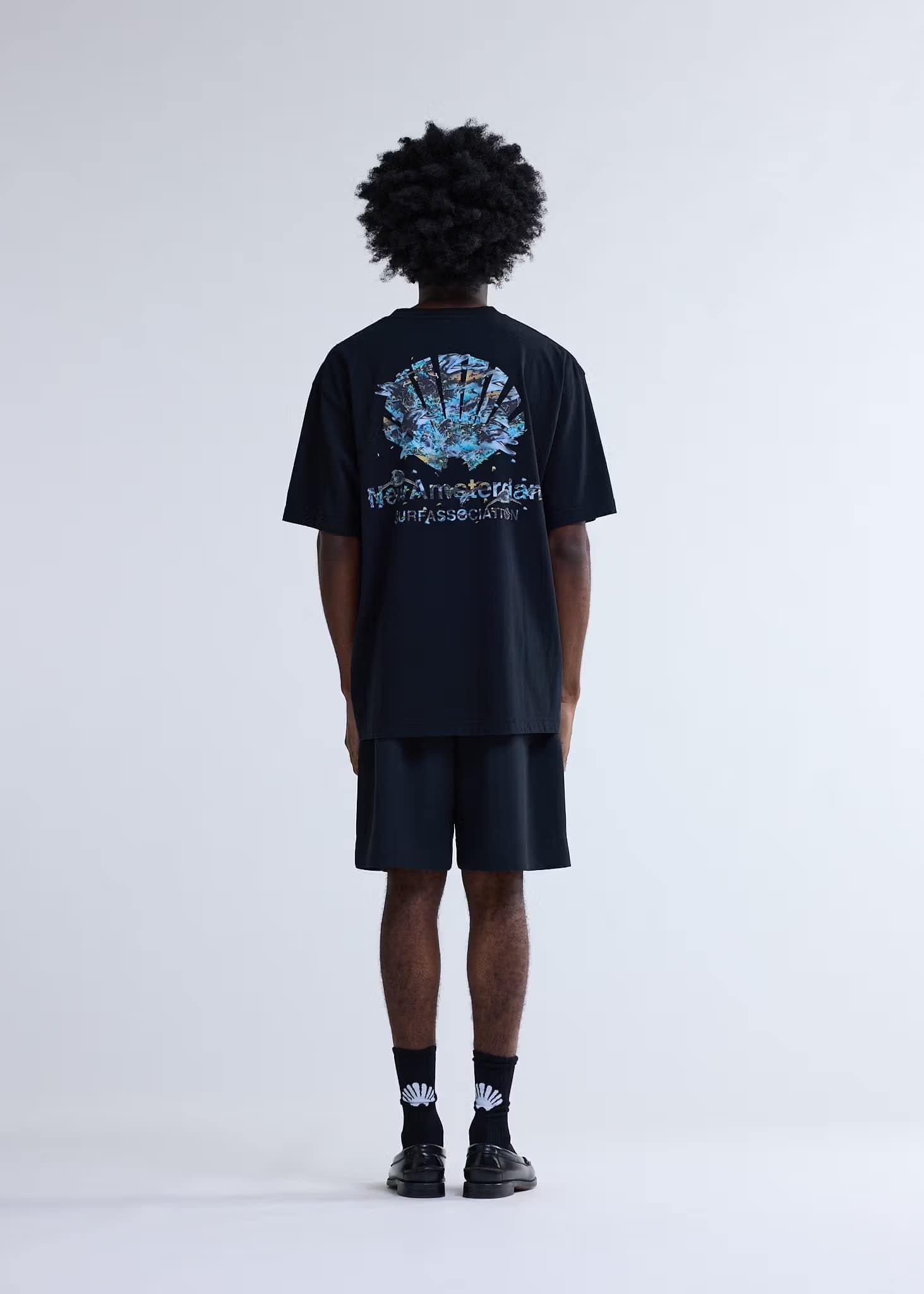New Amsterdam Surf Association/ニューアムステルダムサーフアソシエーション/DOLPHIN TEE BLACK BLACK S