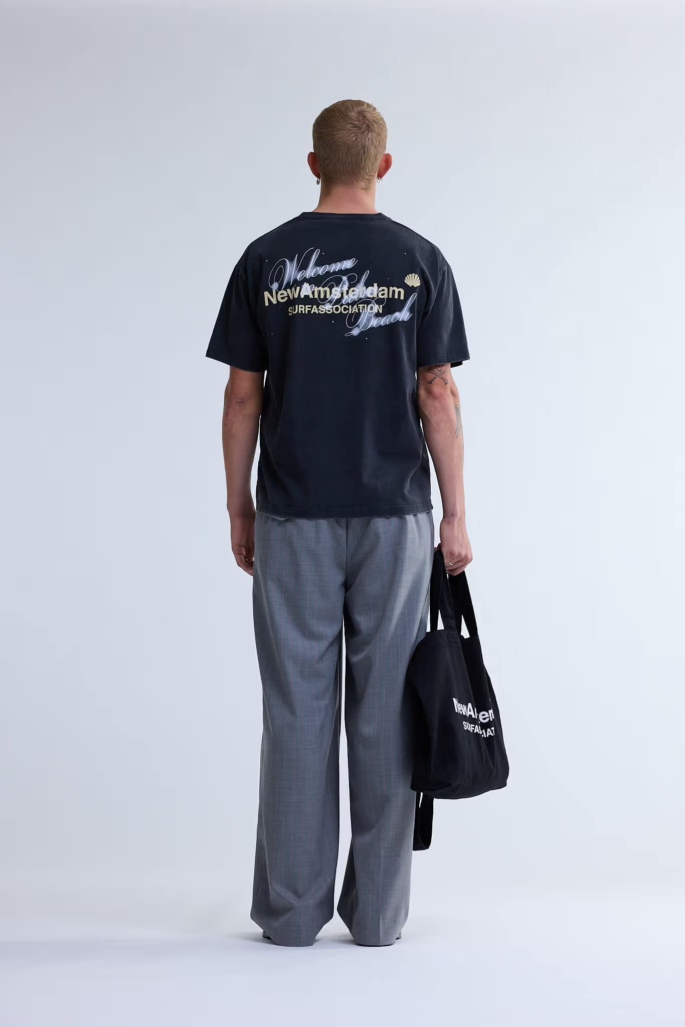 New Amsterdam Surf Association/ニューアムステルダムサーフアソシエーション/WELCOME TO PALMBEACH TEE ANTRACITE ANTRACITE S