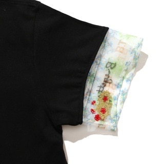 The NERDYS/ナーディーズ/Brigitte Tanaka×The NERDYS Pattern Sleeve T-shirt ブリジットタナカ Black S