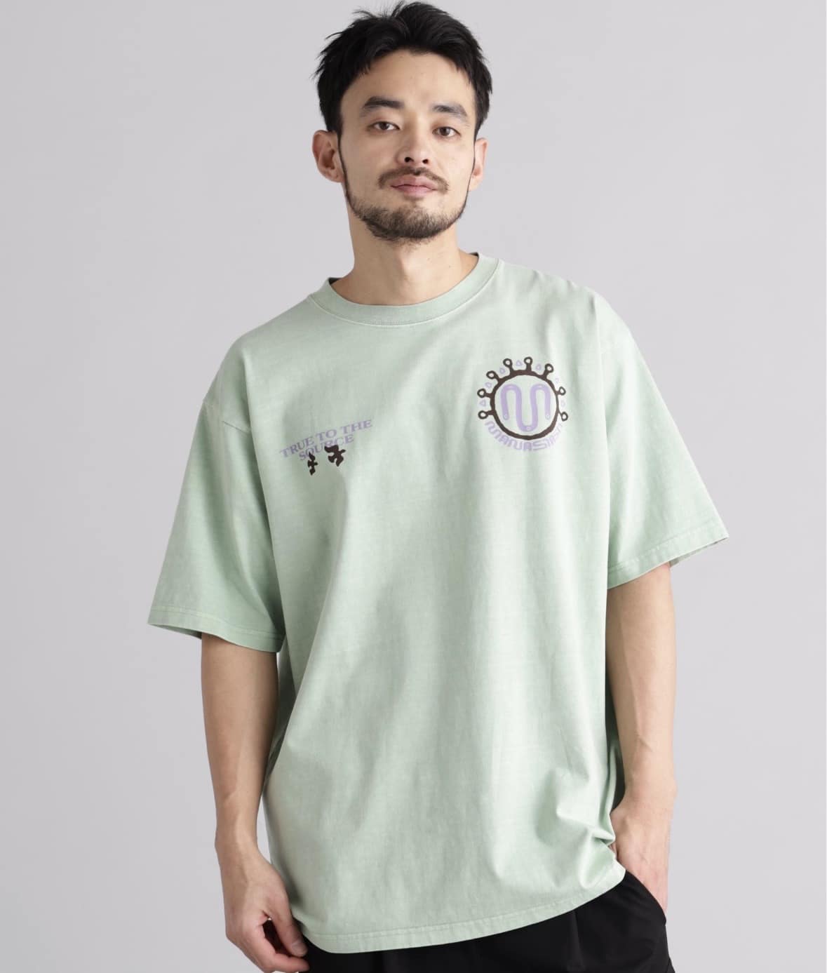 MANASTASH/マナスタッシュ/PUMICE TEE NEON SIGN ライトグリーン S