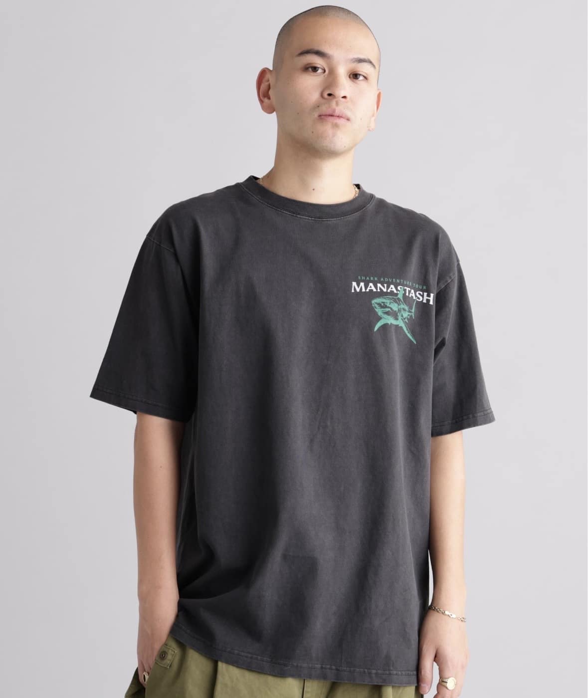MANASTASH/マナスタッシュ/PUMICE TEE SHARK ブラック S