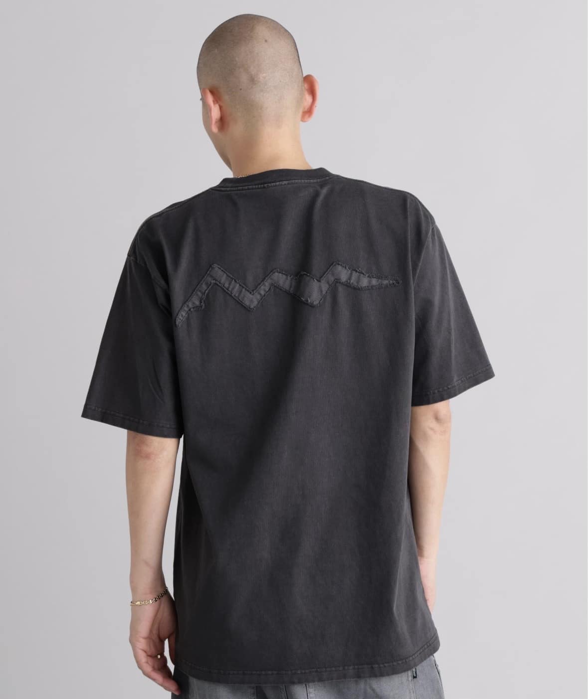 MANASTASH/マナスタッシュ/PUMICE TEE RAW EDGE LOGO ブラック S