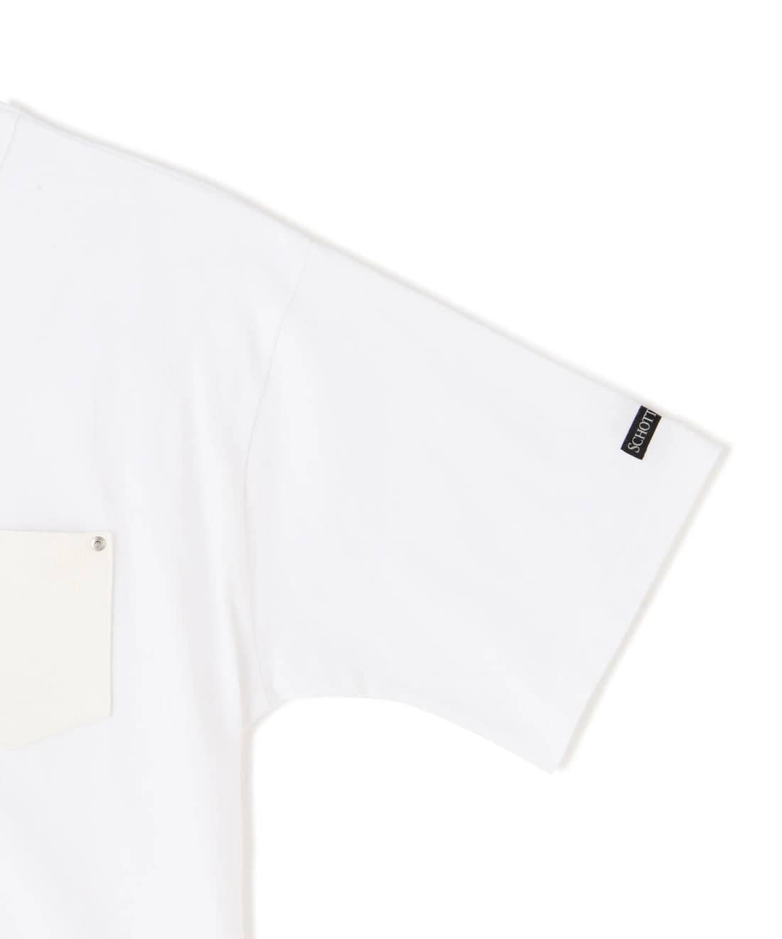 Schott/ショット/ONESTAR LEATHER POCKET T-SHIRT/ワンスターレザーポケット Tシャツ ホワイト S