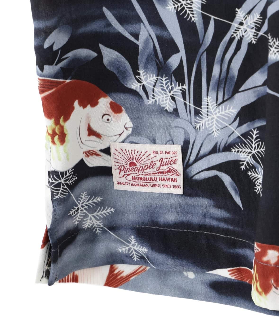 Schott×PJ/ショット×パイナップルジュース/GOLDFISH RAYON SHIRT/ゴールドフィッシュ レーヨンシャツ ブラック M
