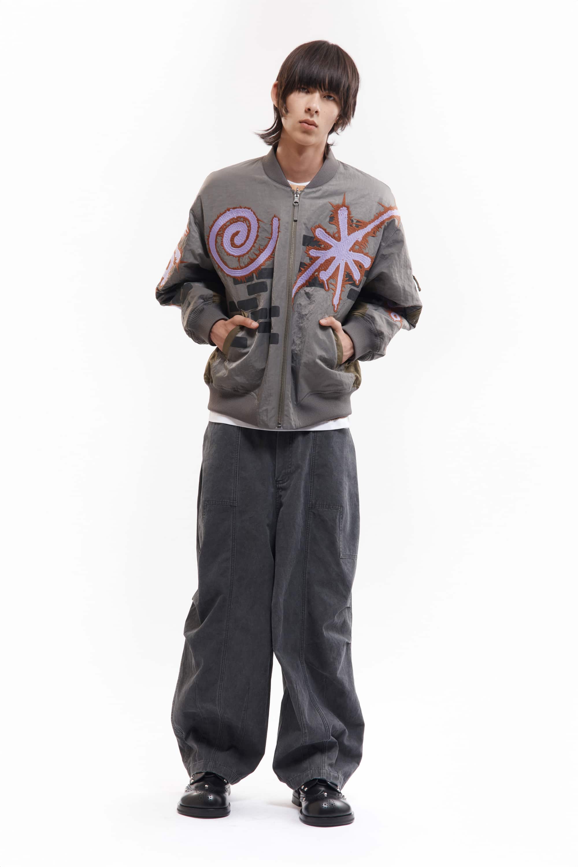 P.A.M.(Perks And Mini)/パム(パークスアンドミニ)/ADORNED REVERSIBLE BOMBER JACKET  リバーシブルボンバージャケット DRABS L