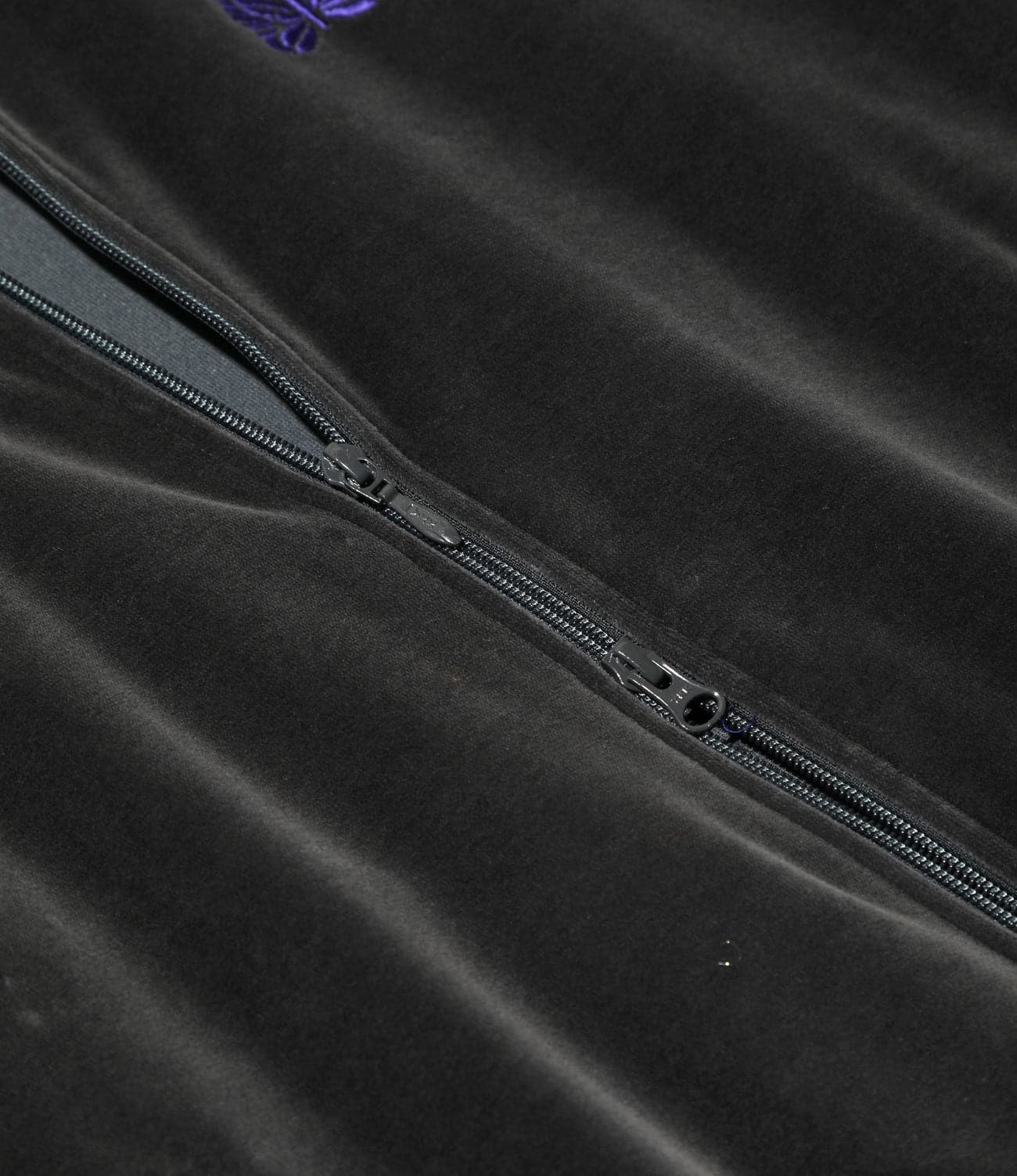 NEEDLES/ニードルズ/RIB COLLAR TRACK JACKET - C/PE VELOUR リブカラートラックジャケットベロア CHARCOAL M