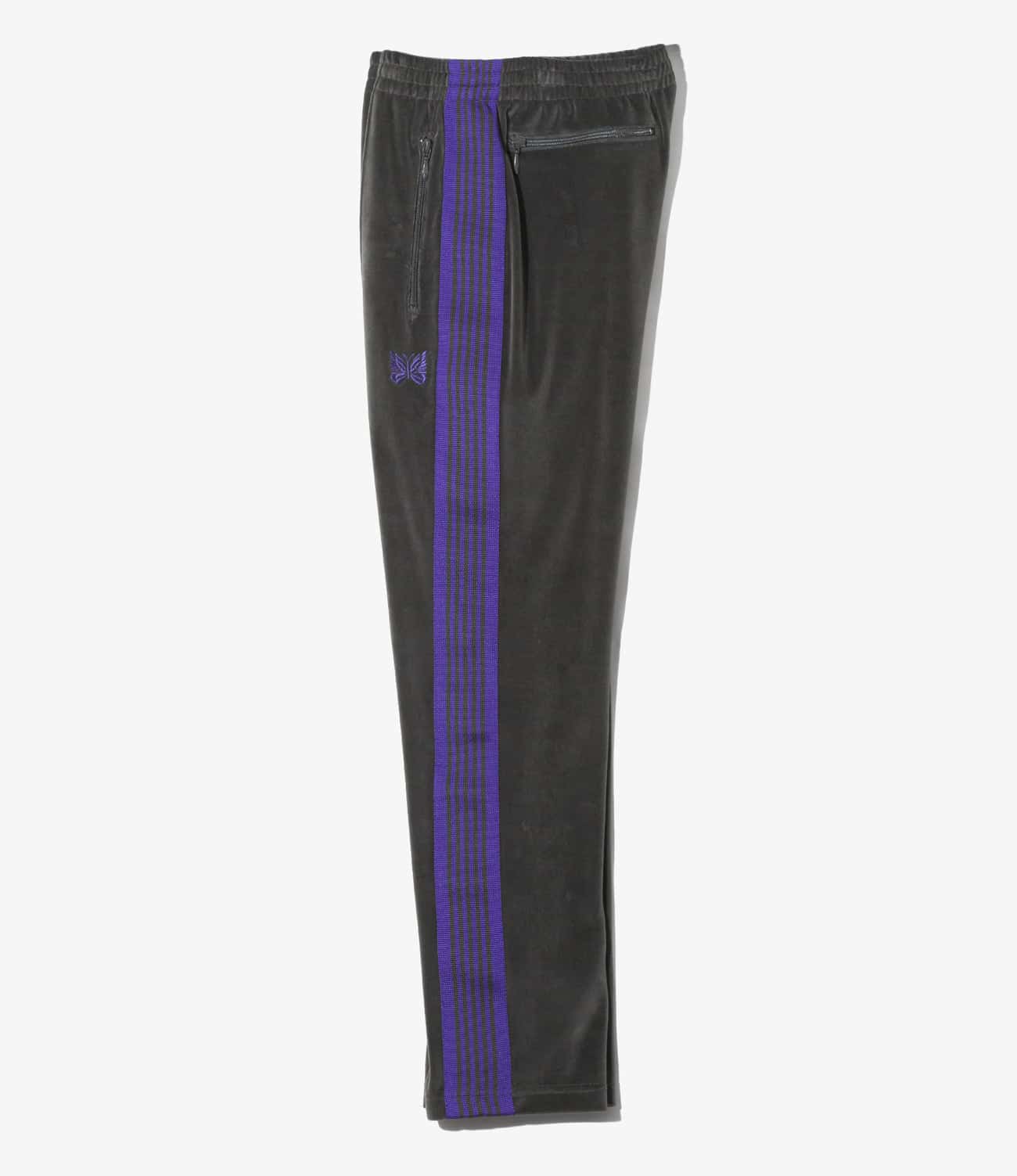 NEEDLES/ニードルズ/NARROW TRACK PANT - C/PE VELOUR ナロートラックパンツベロア CHARCOAL XS